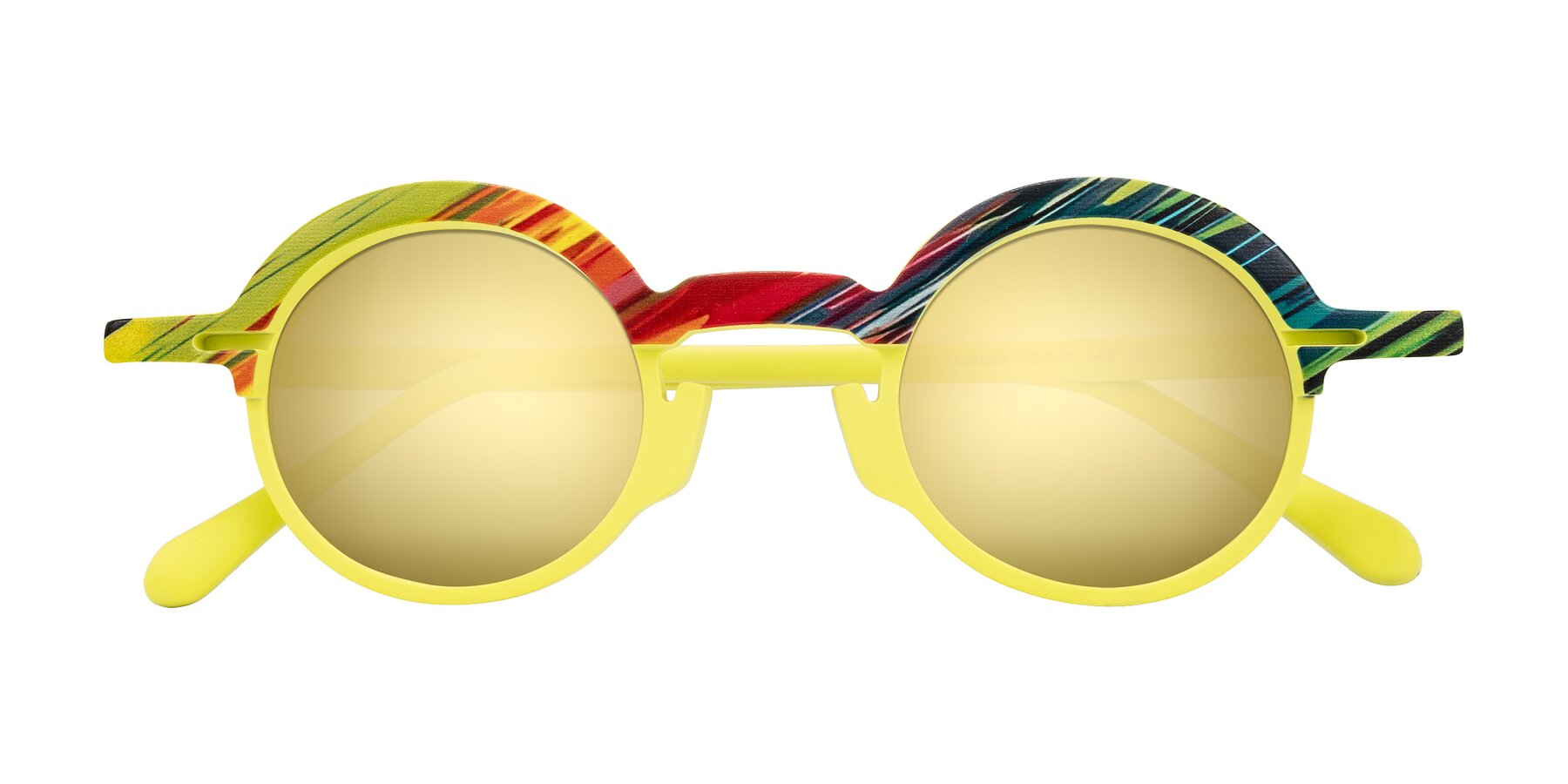 Folded Front of Maizel in Neon Sun with Gold Mirrored Lenses