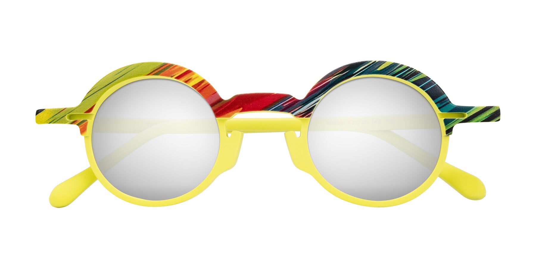 Folded Front of Maizel in Neon Sun with Silver Mirrored Lenses