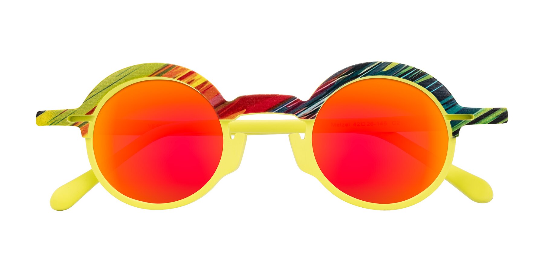Folded Front of Maizel in Neon Sun with Red Gold Mirrored Lenses