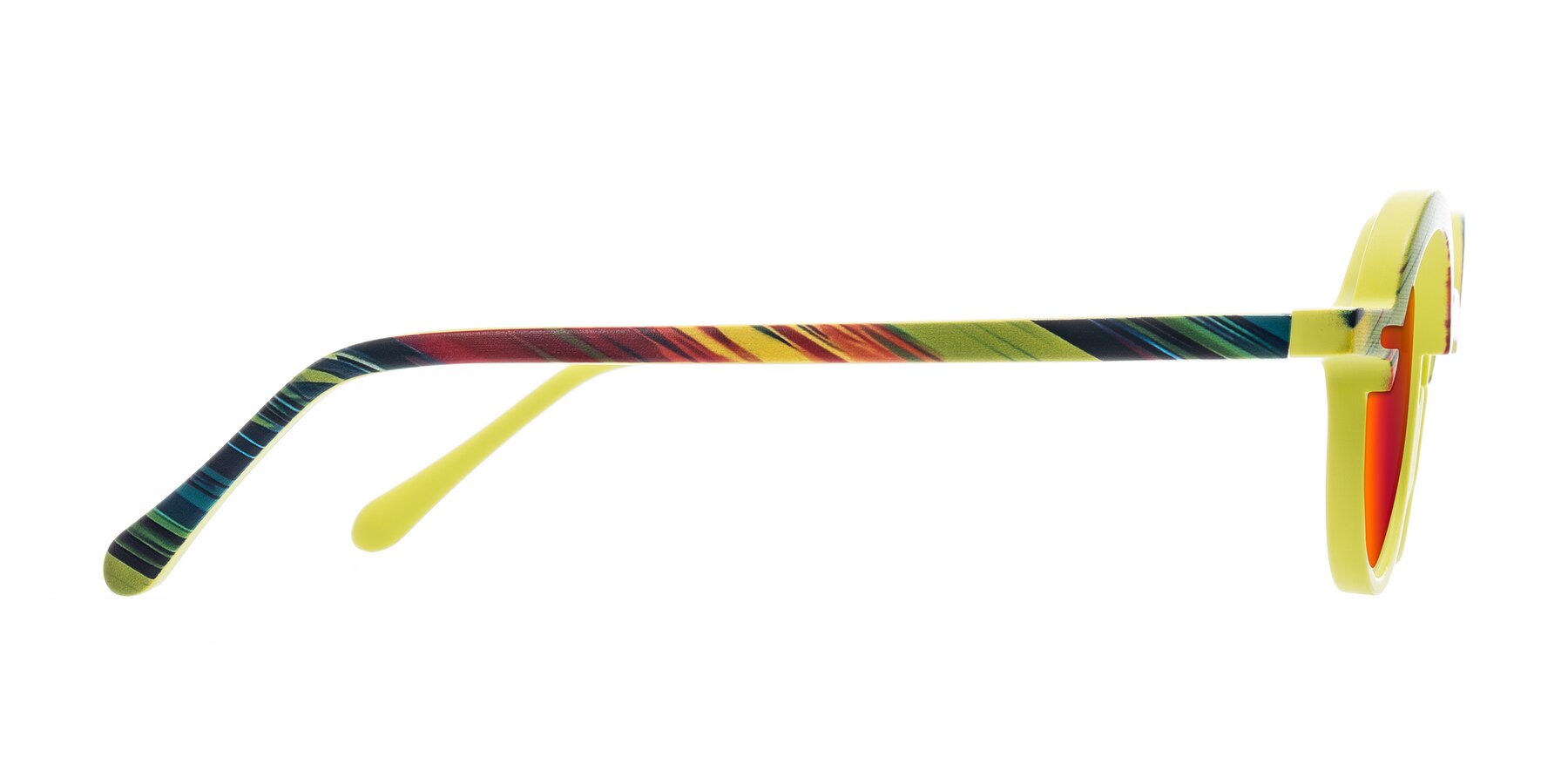 Side of Maizel in Neon Sun with Red Gold Mirrored Lenses