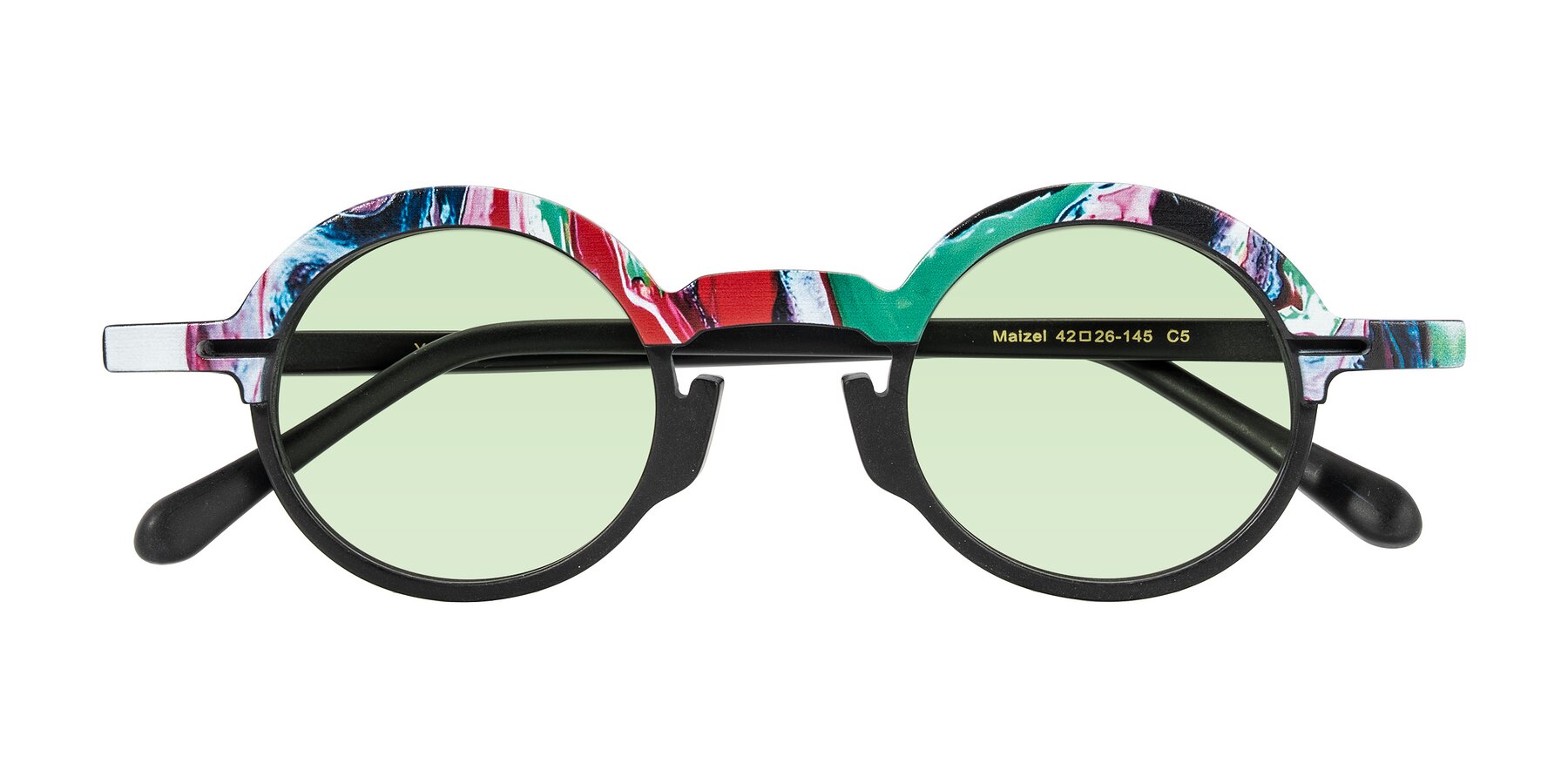 Folded Front of Maizel in Deep Night with Light Green Tinted Lenses