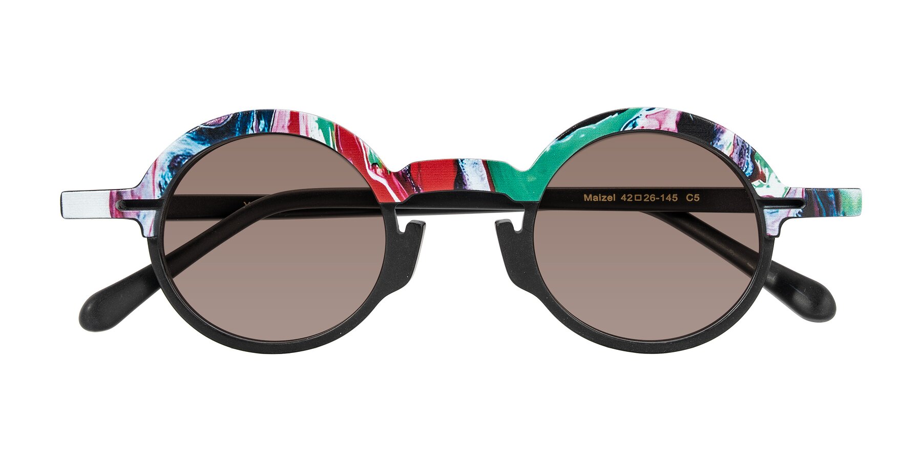 Folded Front of Maizel in Deep Night with Medium Brown Tinted Lenses