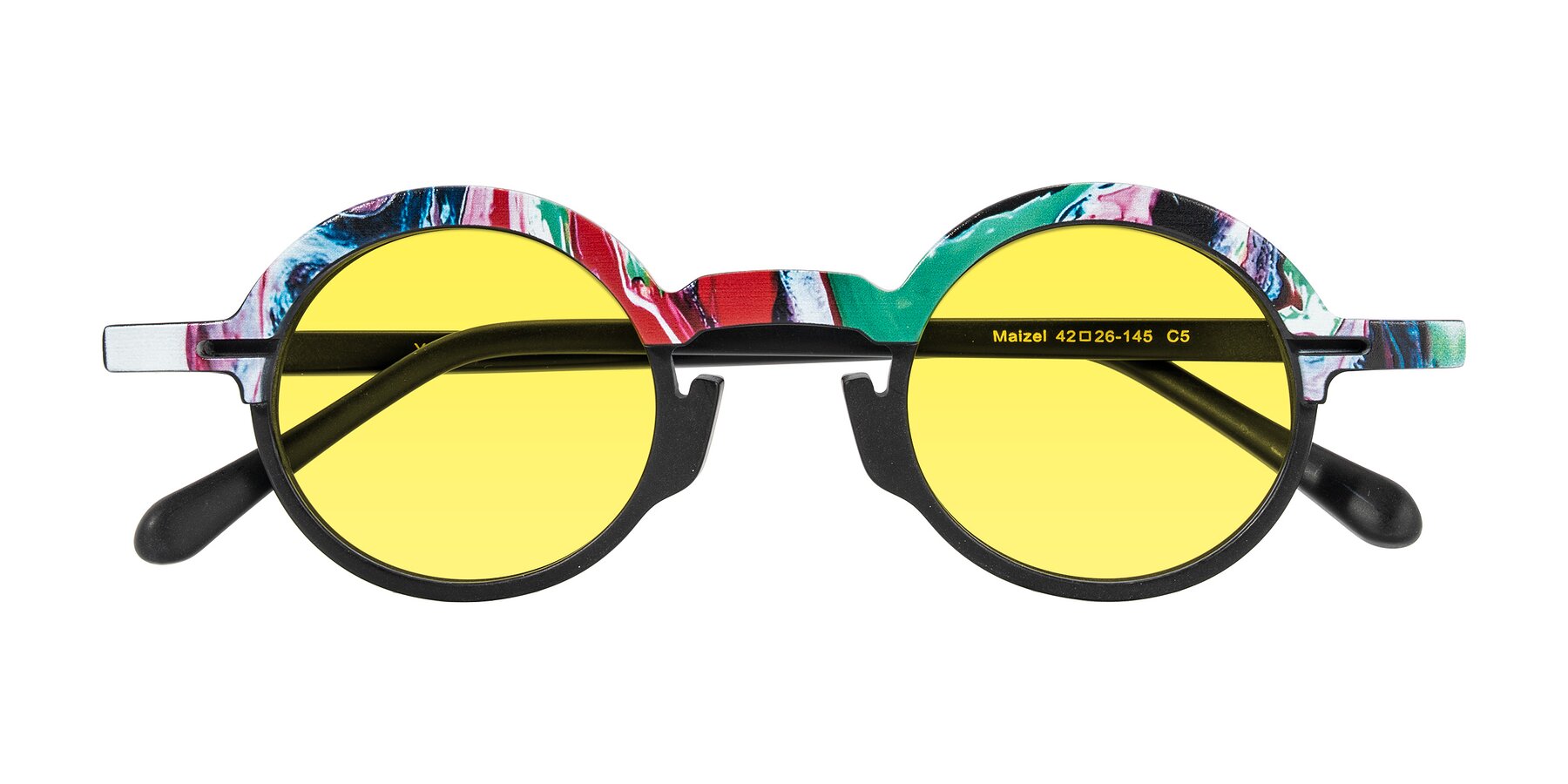 Folded Front of Maizel in Deep Night with Medium Yellow Tinted Lenses