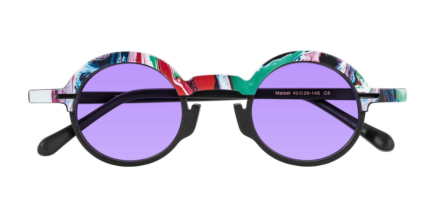 Folded Front of Maizel in Deep Night with Medium Purple Tinted Lenses