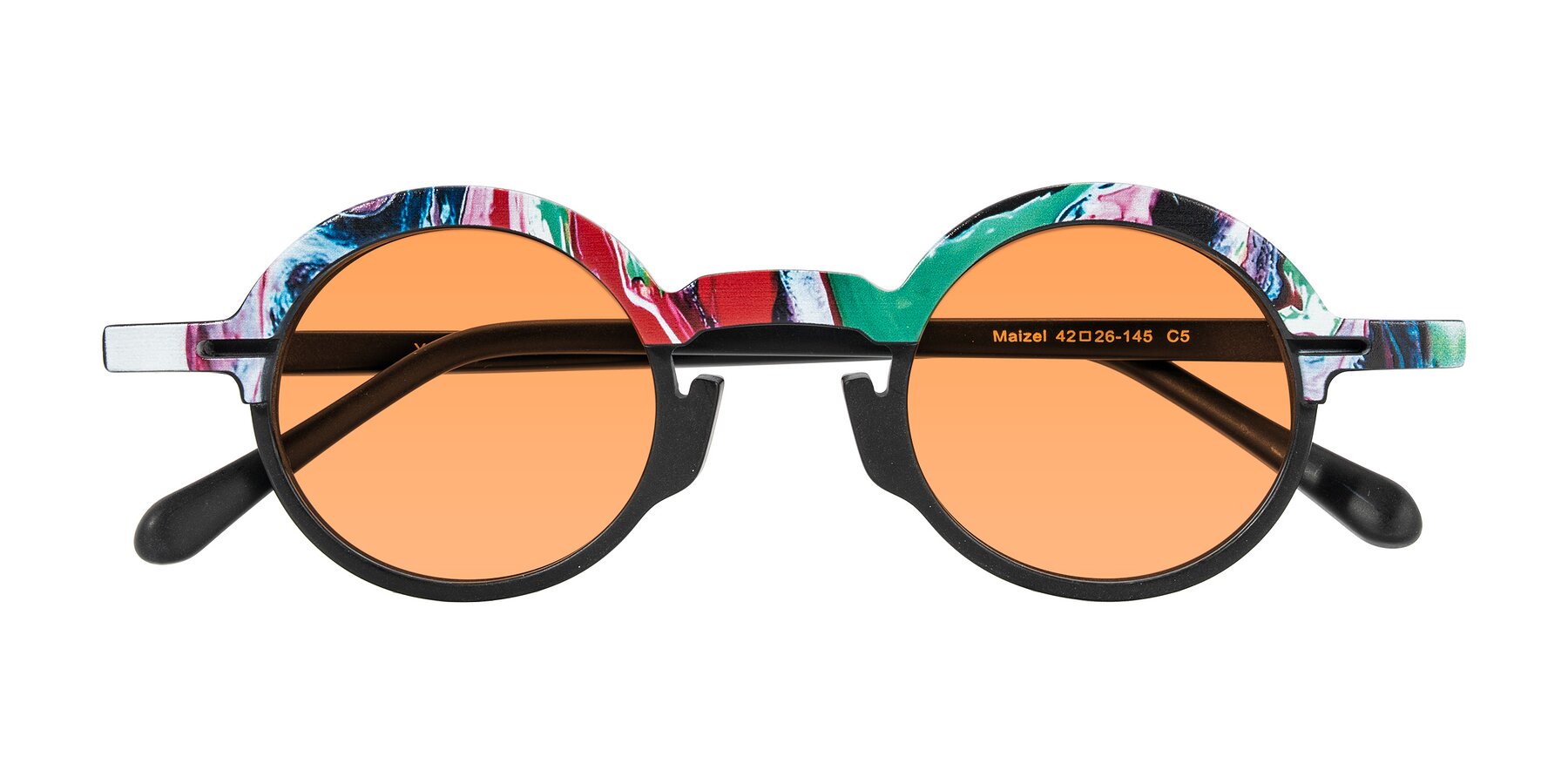 Folded Front of Maizel in Deep Night with Medium Orange Tinted Lenses