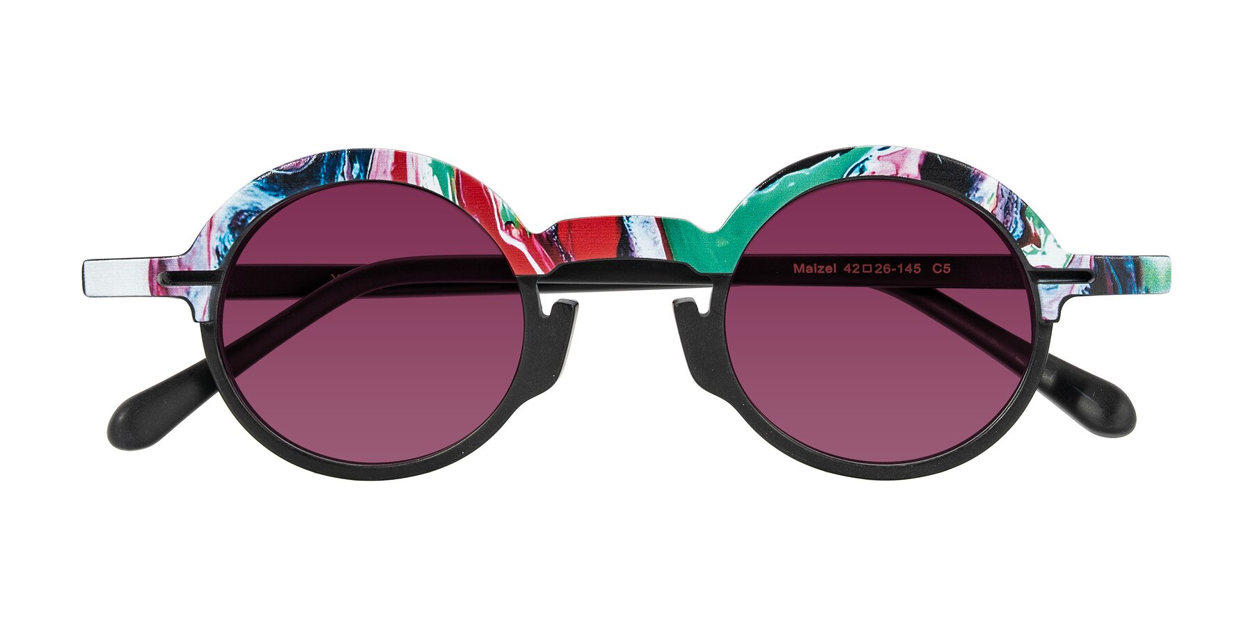 Folded Front of Maizel in Deep Night with Wine Tinted Lenses