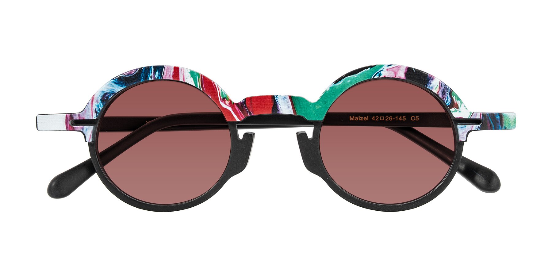 Folded Front of Maizel in Deep Night with Garnet Tinted Lenses