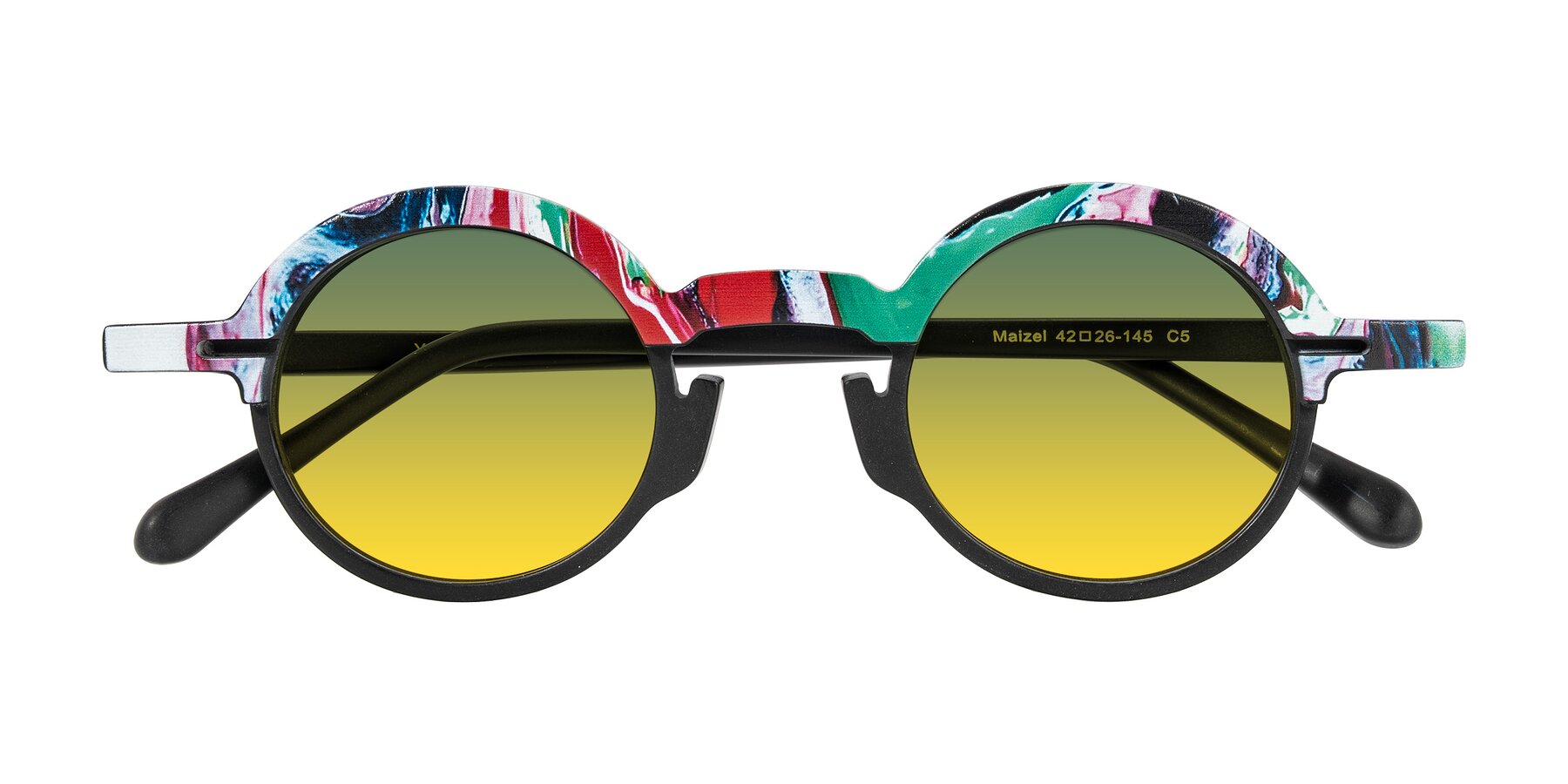 Folded Front of Maizel in Deep Night with Green / Yellow Gradient Lenses
