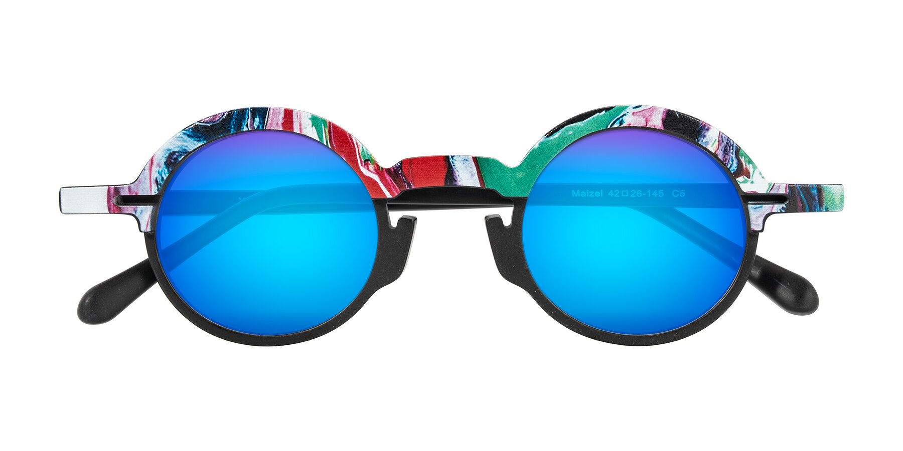 Folded Front of Maizel in Deep Night with Blue Mirrored Lenses