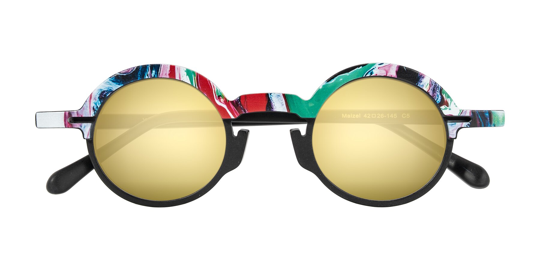 Folded Front of Maizel in Deep Night with Gold Mirrored Lenses