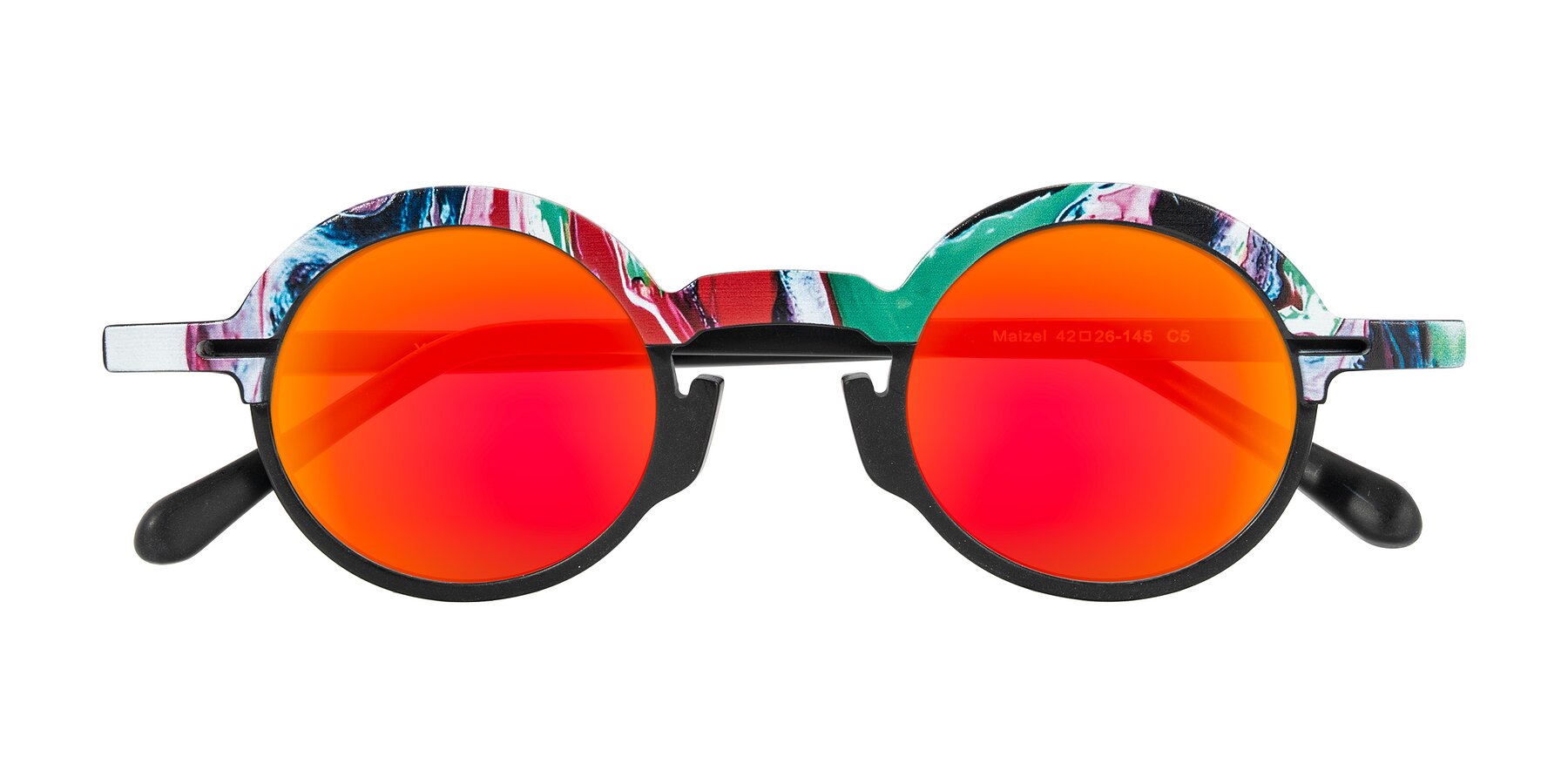 Folded Front of Maizel in Deep Night with Red Gold Mirrored Lenses