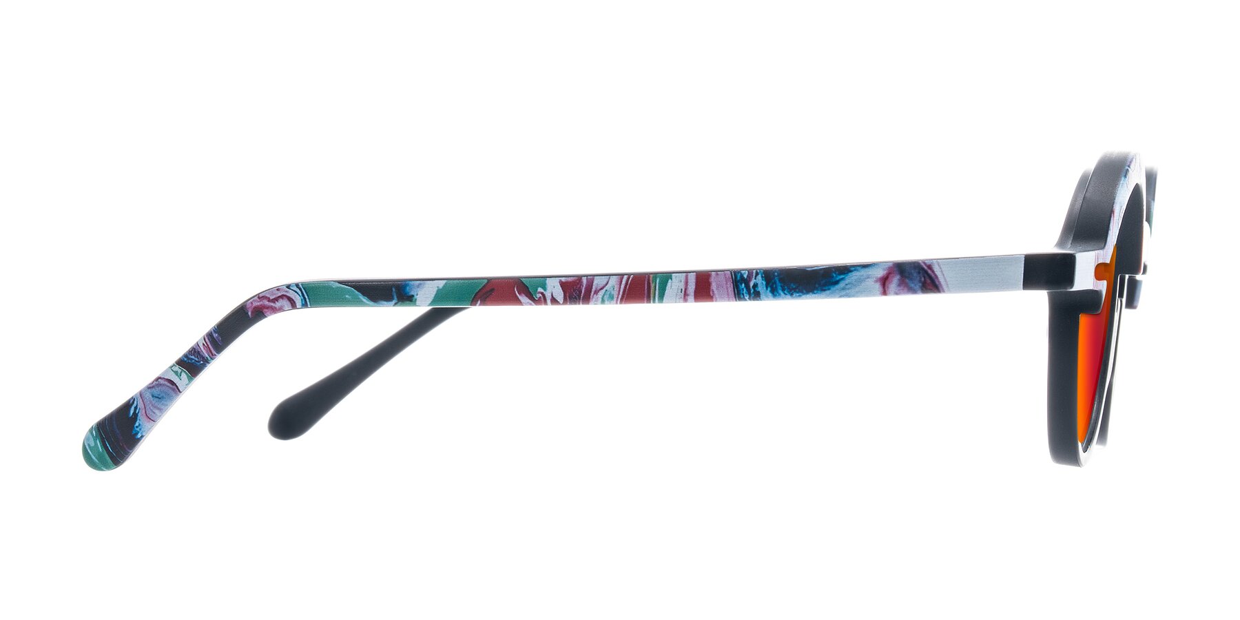 Side of Maizel in Deep Night with Red Gold Mirrored Lenses