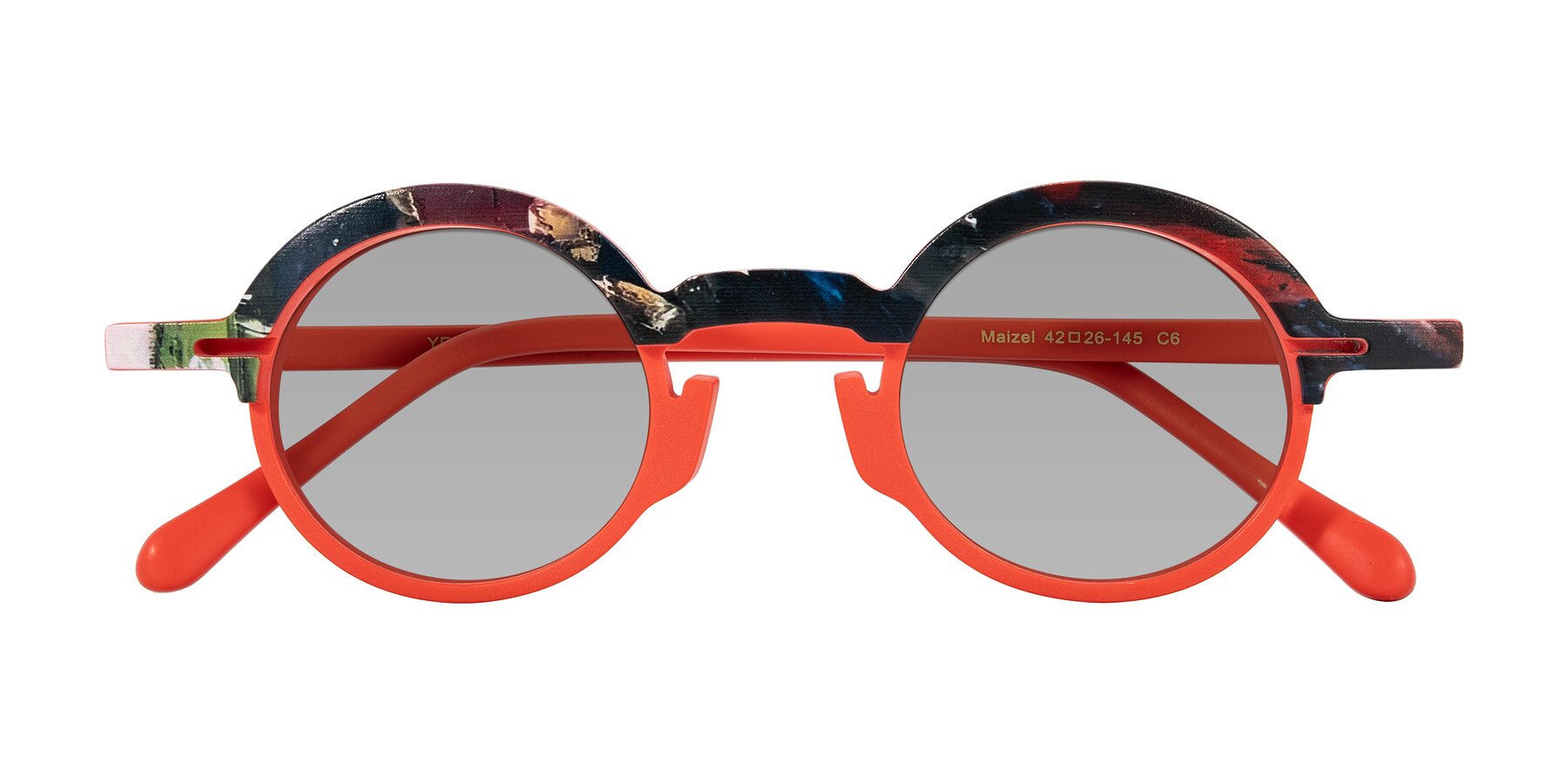 Folded Front of Maizel in Scarlet Mirage with Light Gray Tinted Lenses