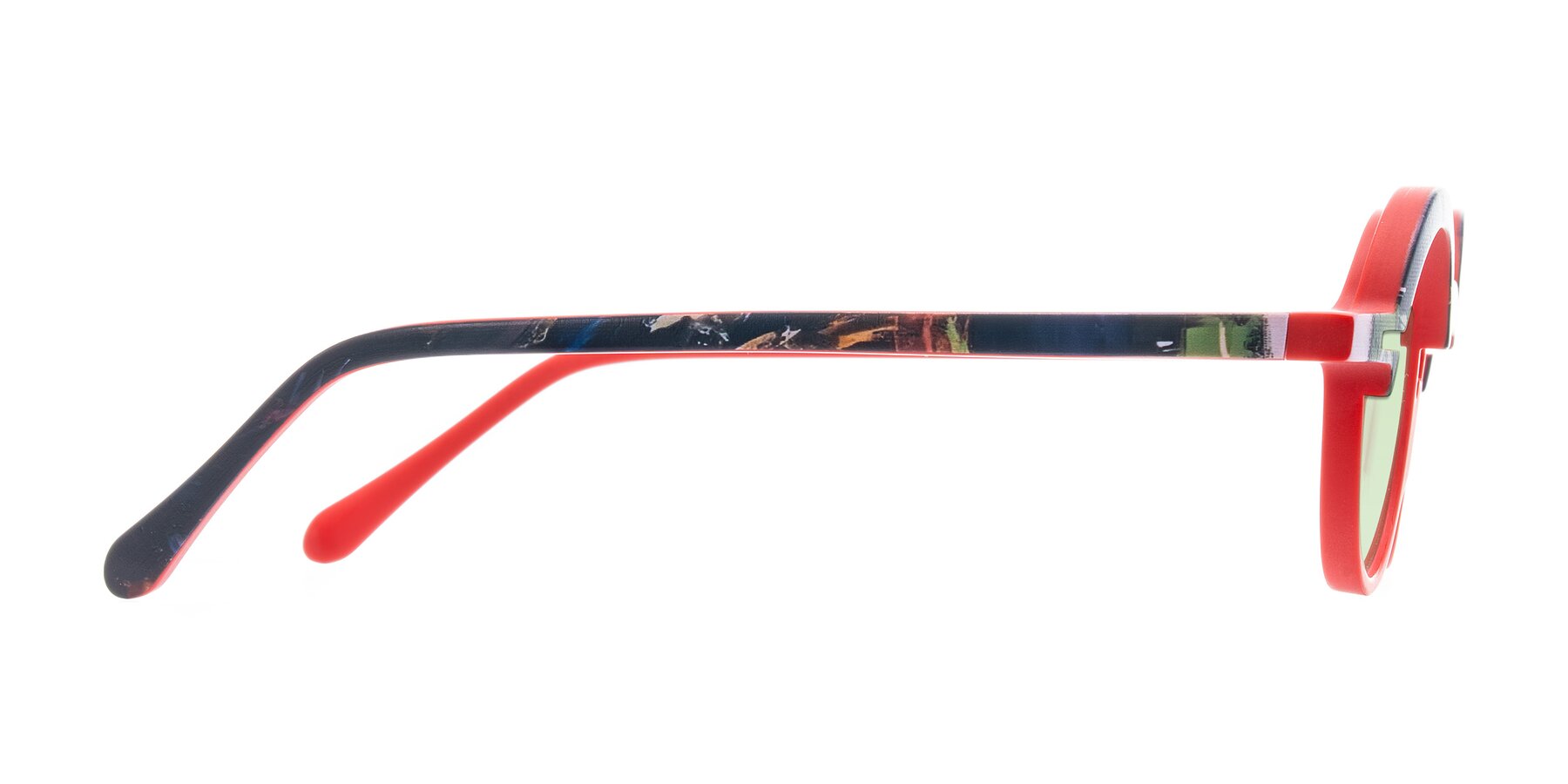 Side of Maizel in Scarlet Mirage with Light Green Tinted Lenses