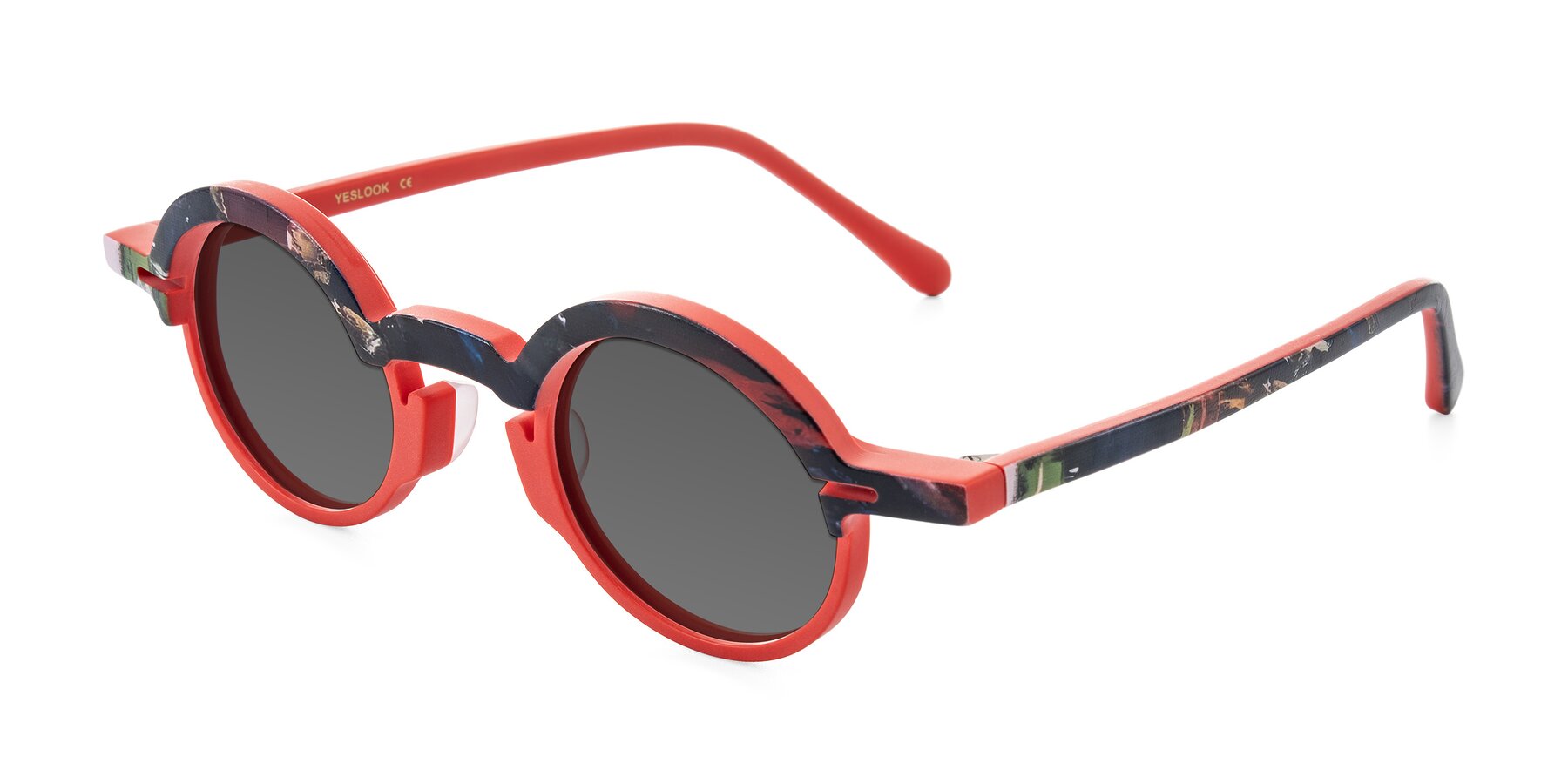 Angle of Maizel in Scarlet Mirage with Medium Gray Tinted Lenses