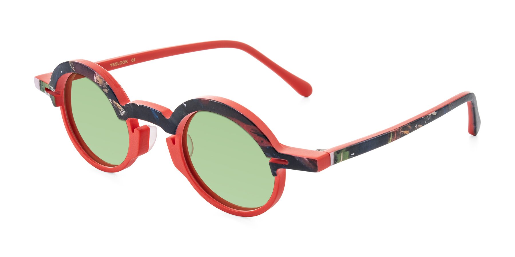 Angle of Maizel in Scarlet Mirage with Medium Green Tinted Lenses