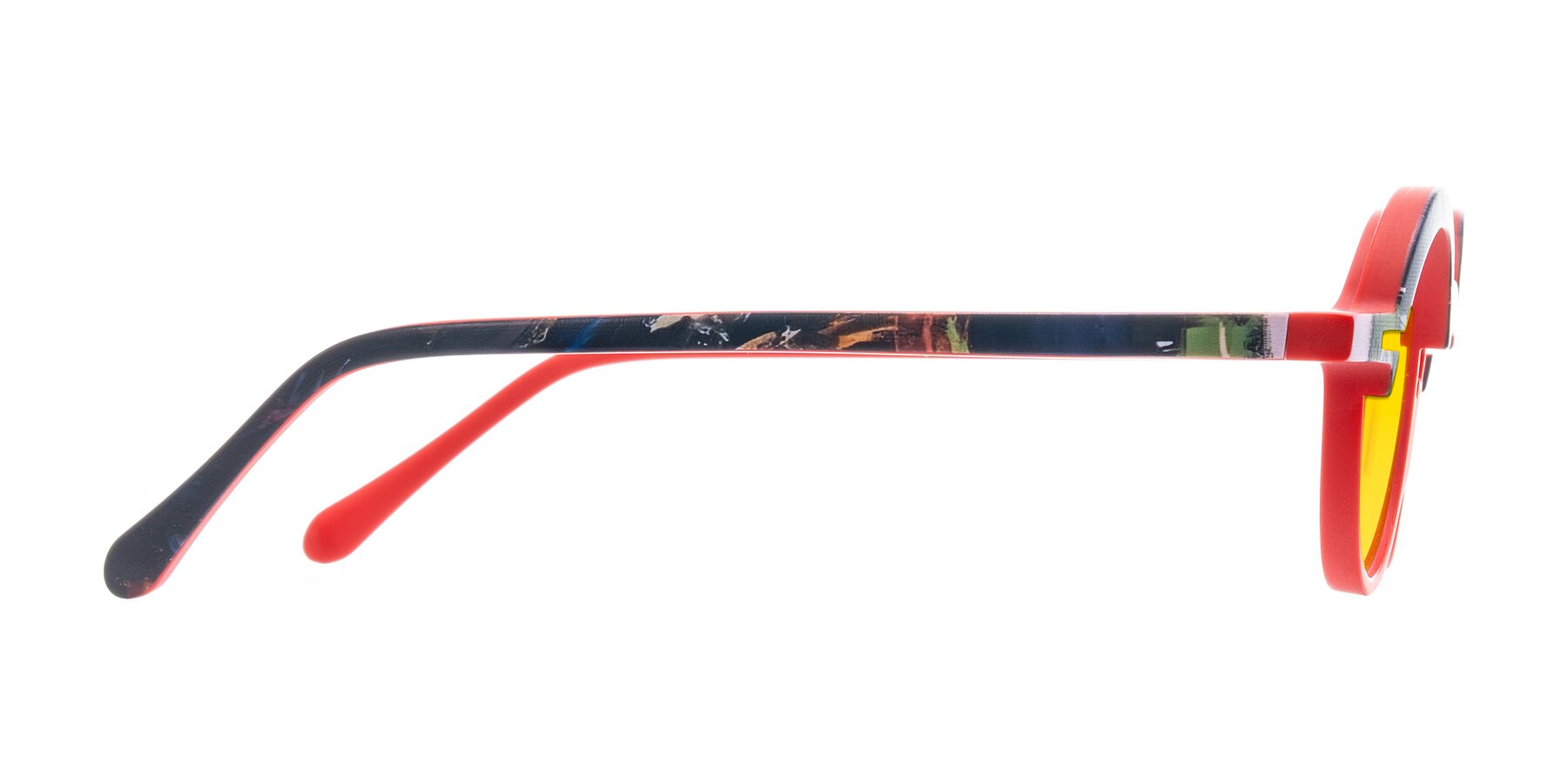 Side of Maizel in Scarlet Mirage with Yellow Tinted Lenses