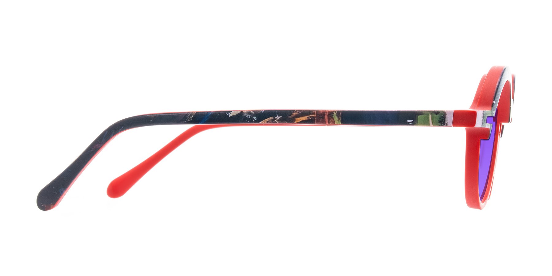 Side of Maizel in Scarlet Mirage with Purple Tinted Lenses