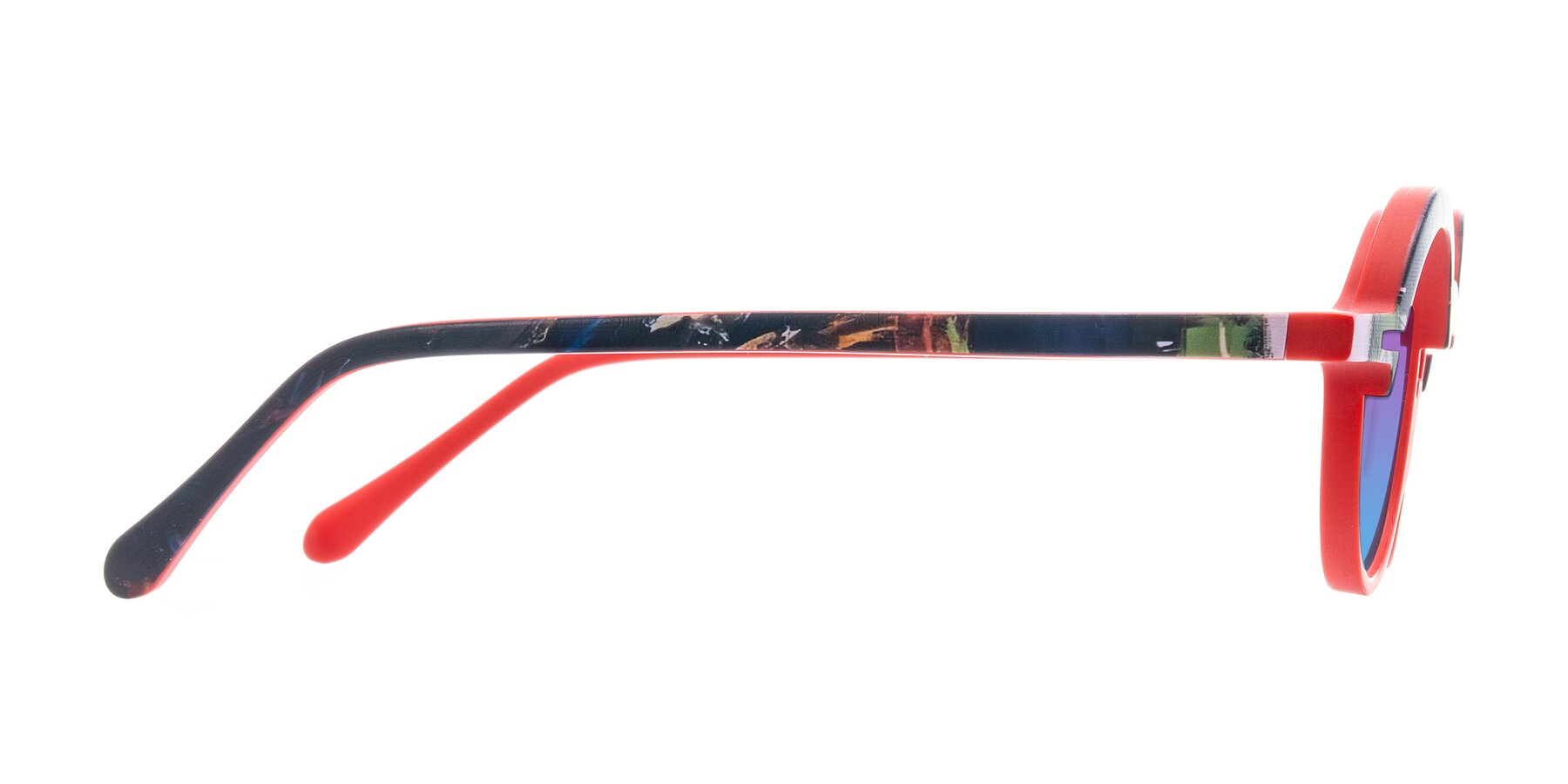 Side of Maizel in Scarlet Mirage with Purple / Blue Gradient Lenses