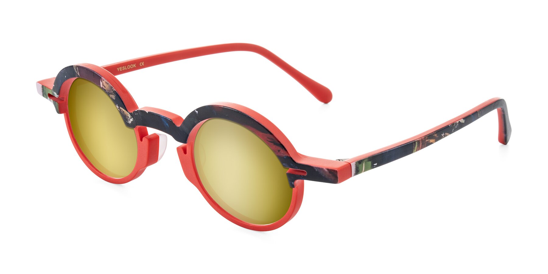 Angle of Maizel in Scarlet Mirage with Gold Mirrored Lenses