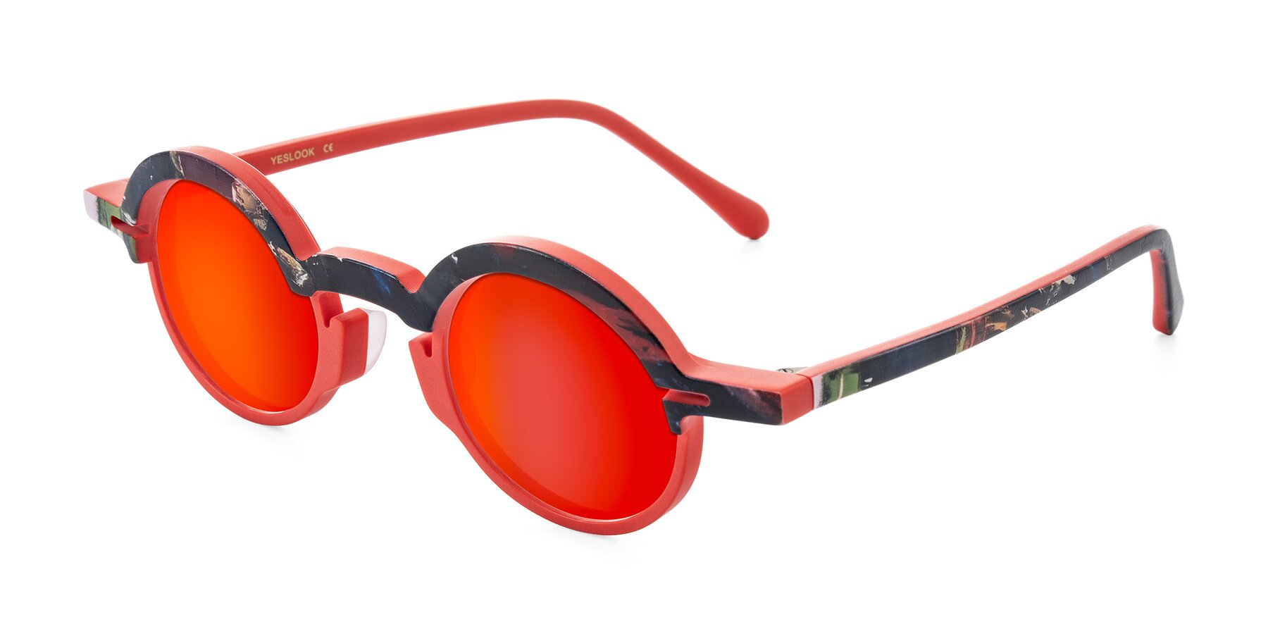 Angle of Maizel in Scarlet Mirage with Red Gold Mirrored Lenses