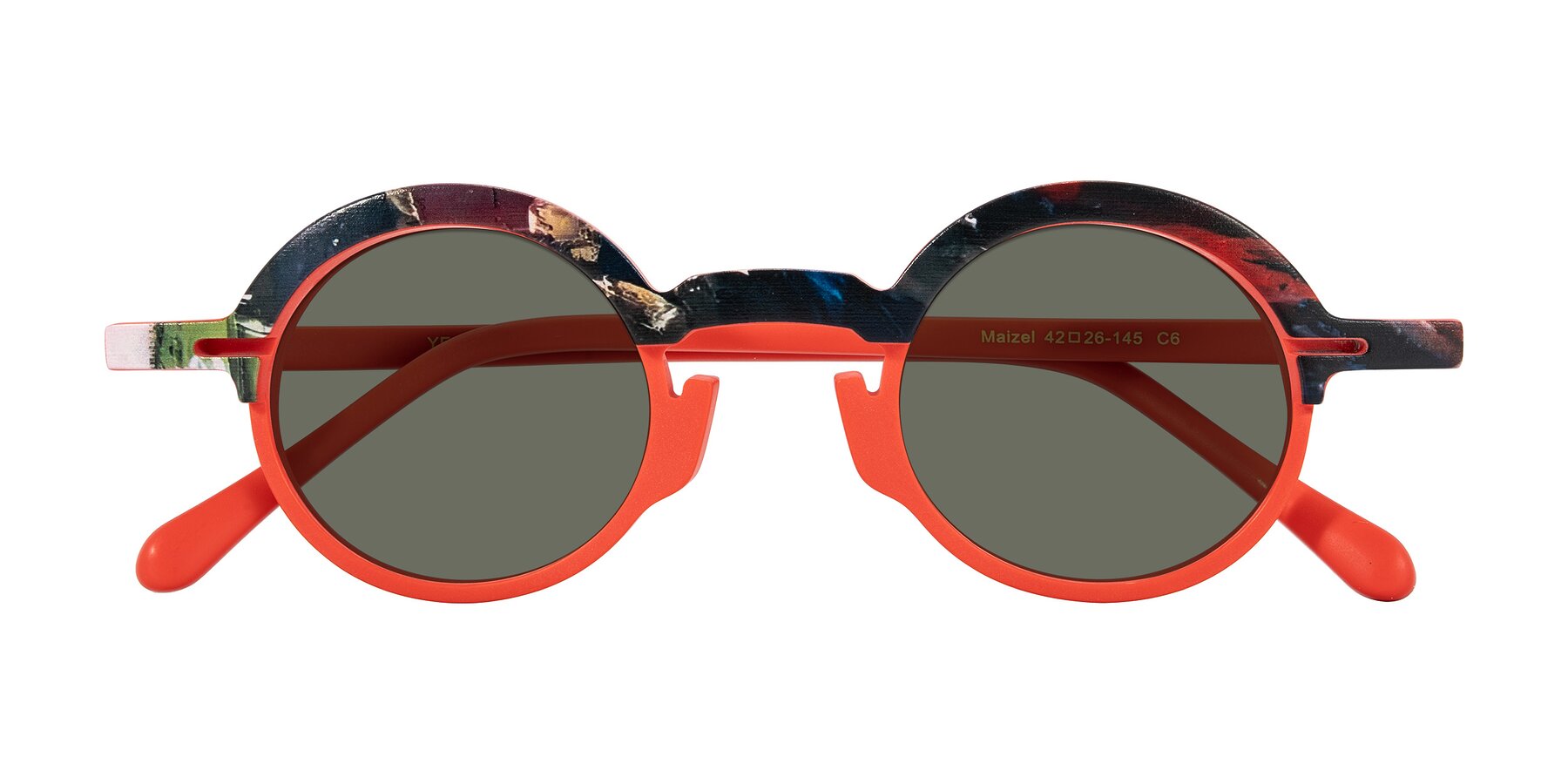 Folded Front of Maizel in Scarlet Mirage with Gray Polarized Lenses