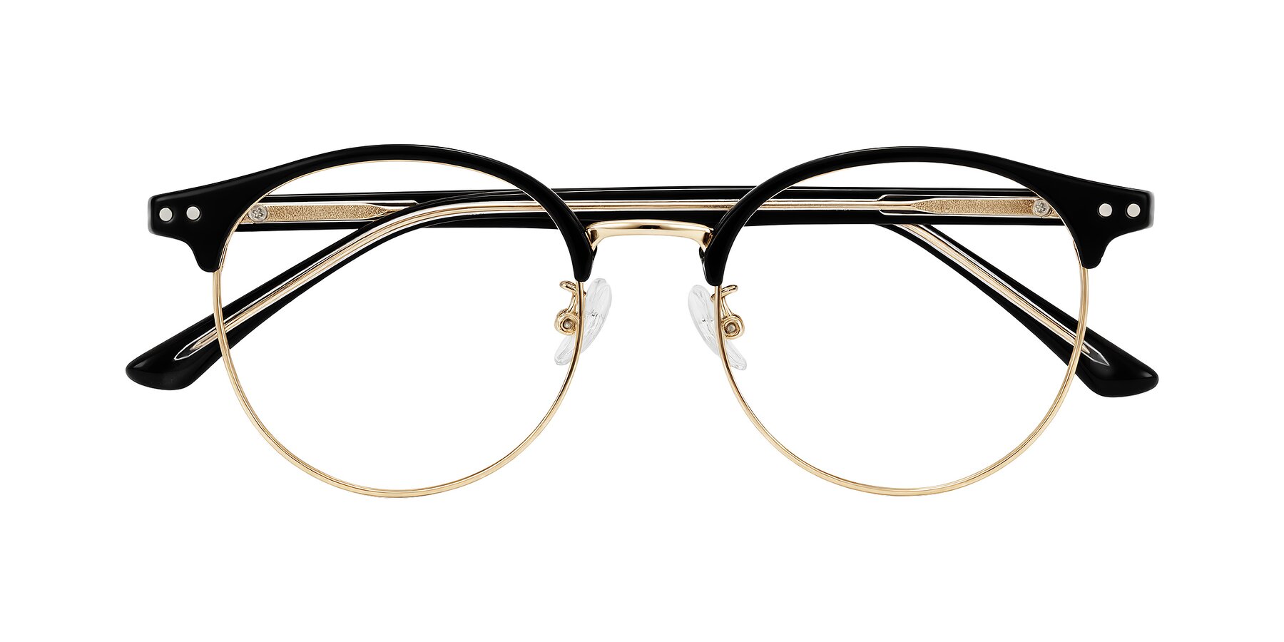 Folded Front of Karnes in Black/Gold with Clear Blue Light Blocking Lenses
