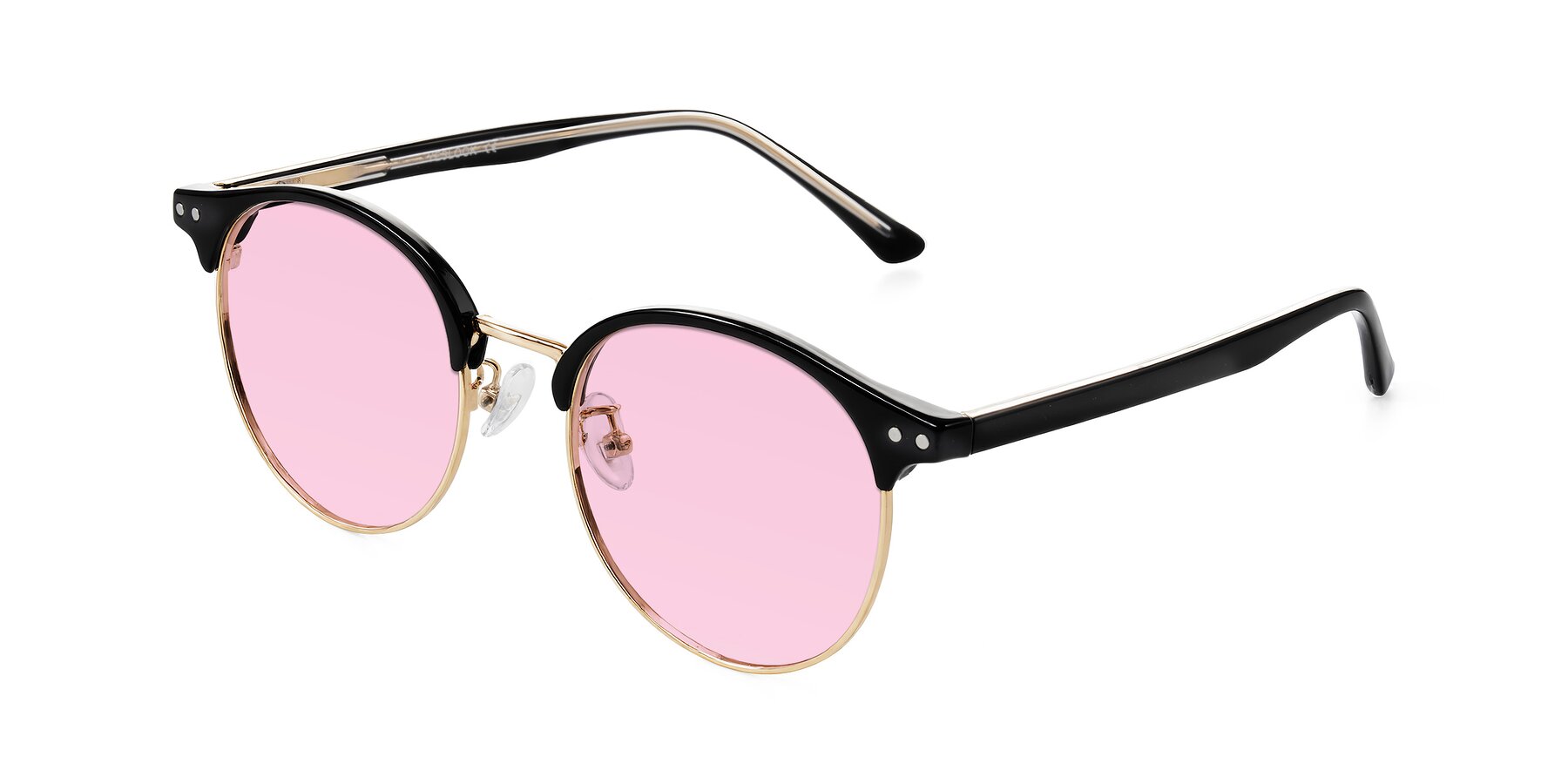 Angle of Karnes in Black/Gold with Light Pink Tinted Lenses