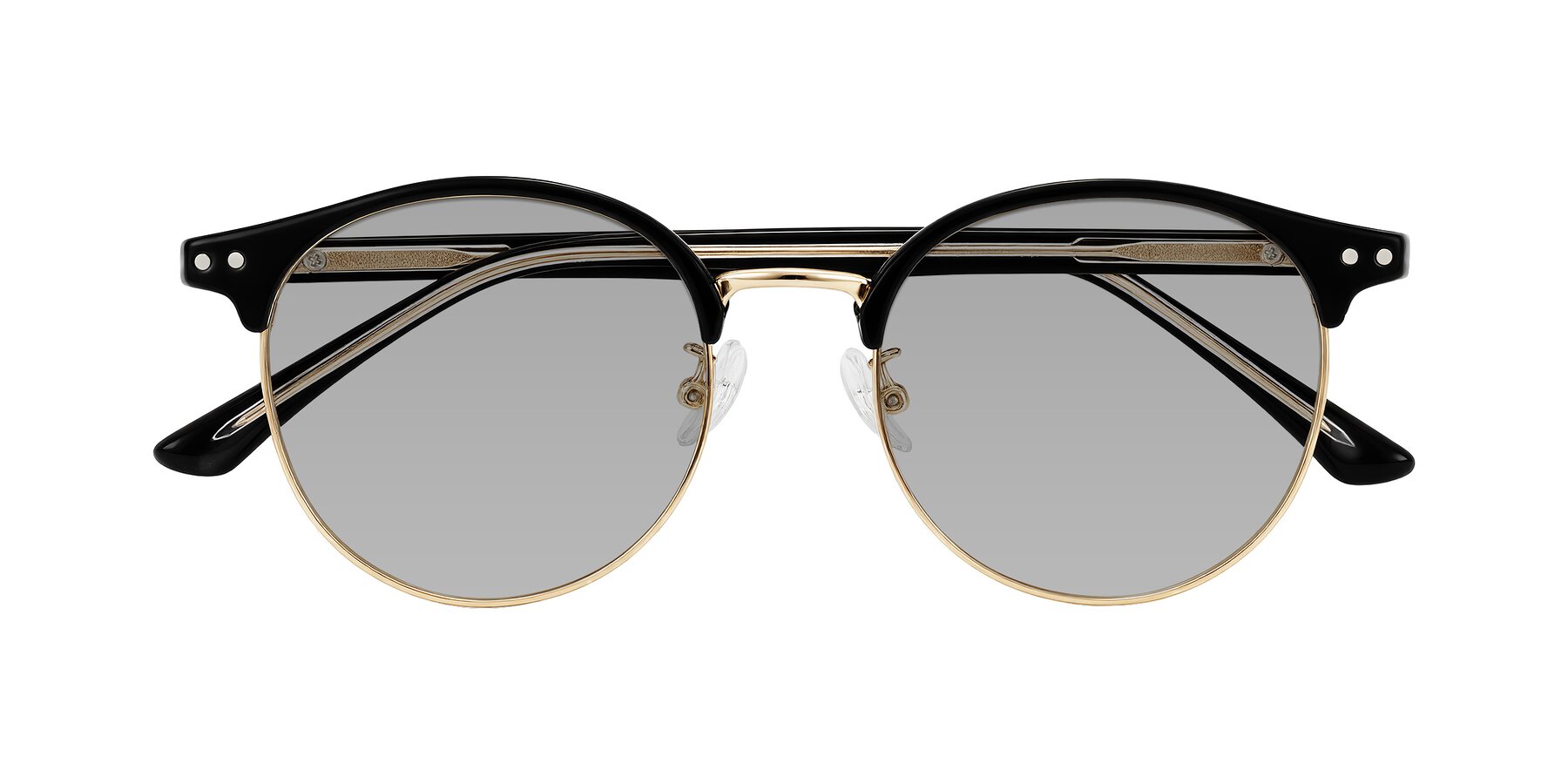 Folded Front of Karnes in Black/Gold with Light Gray Tinted Lenses