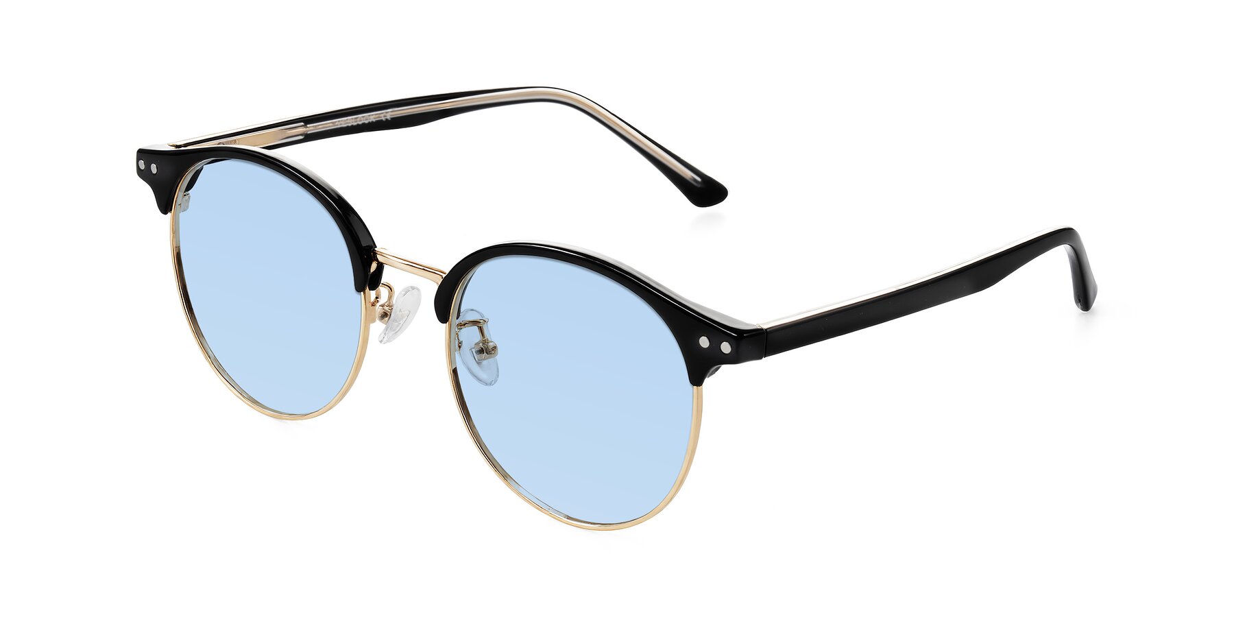 Angle of Karnes in Black/Gold with Light Blue Tinted Lenses