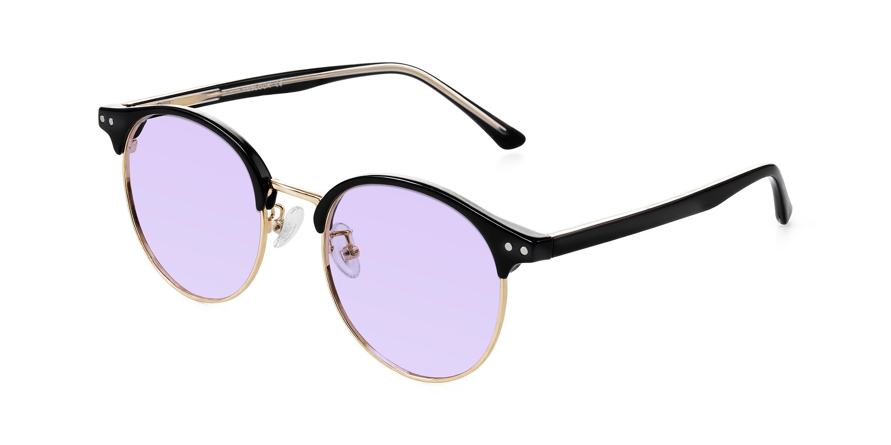 Angle of Karnes in Black/Gold with Light Purple Tinted Lenses