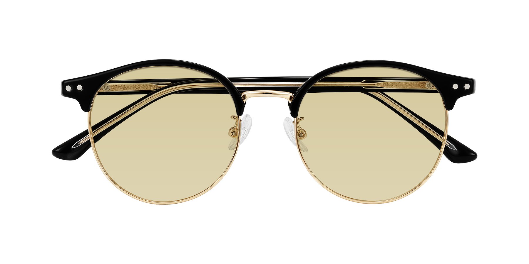 Folded Front of Karnes in Black/Gold with Light Champagne Tinted Lenses