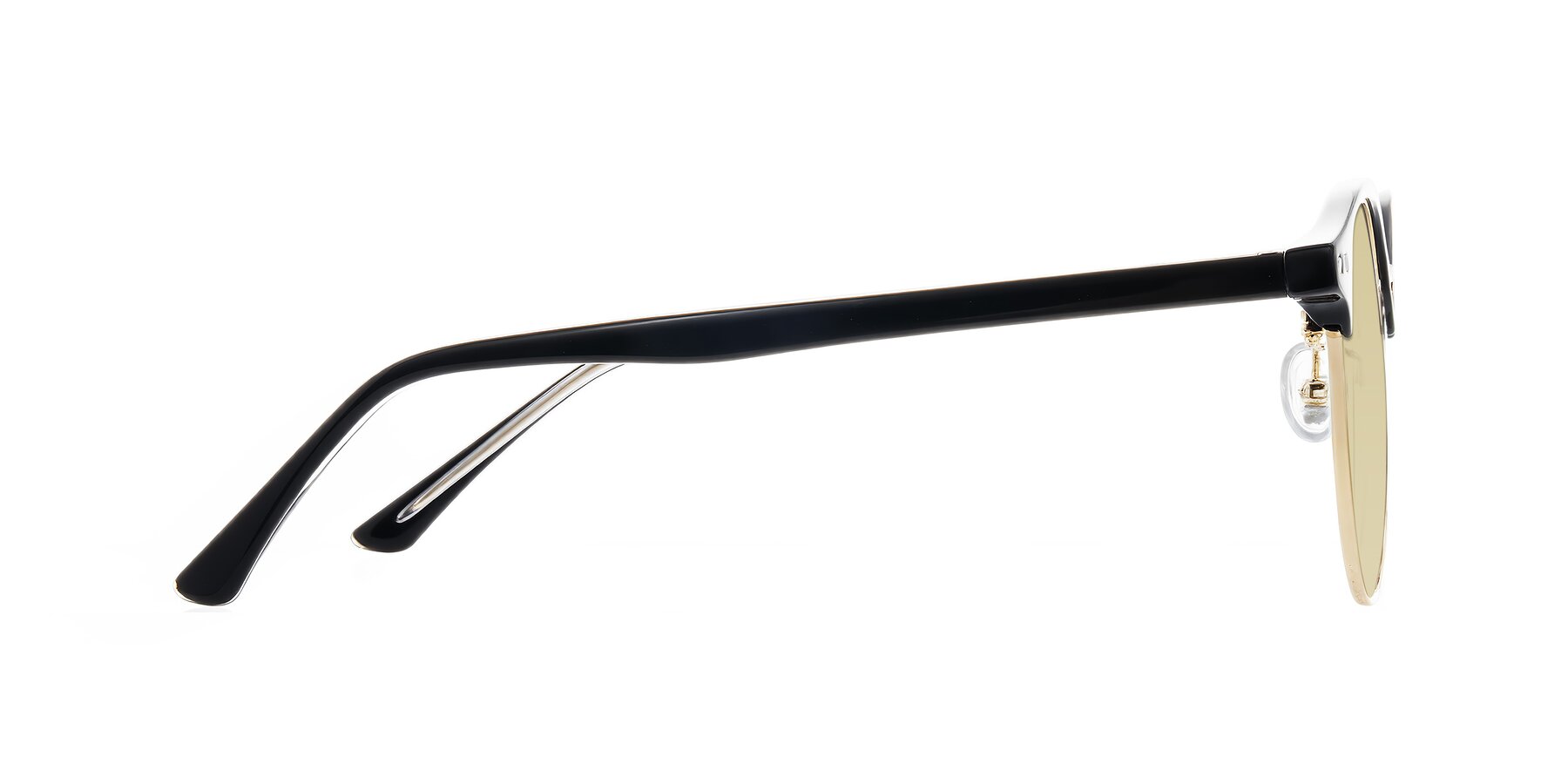 Side of Karnes in Black/Gold with Light Champagne Tinted Lenses