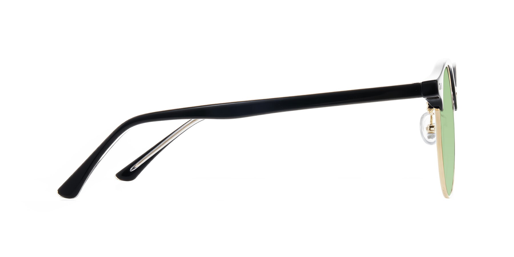 Side of Karnes in Black/Gold with Medium Green Tinted Lenses