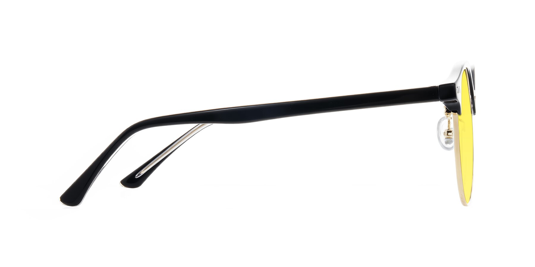 Side of Karnes in Black/Gold with Medium Yellow Tinted Lenses