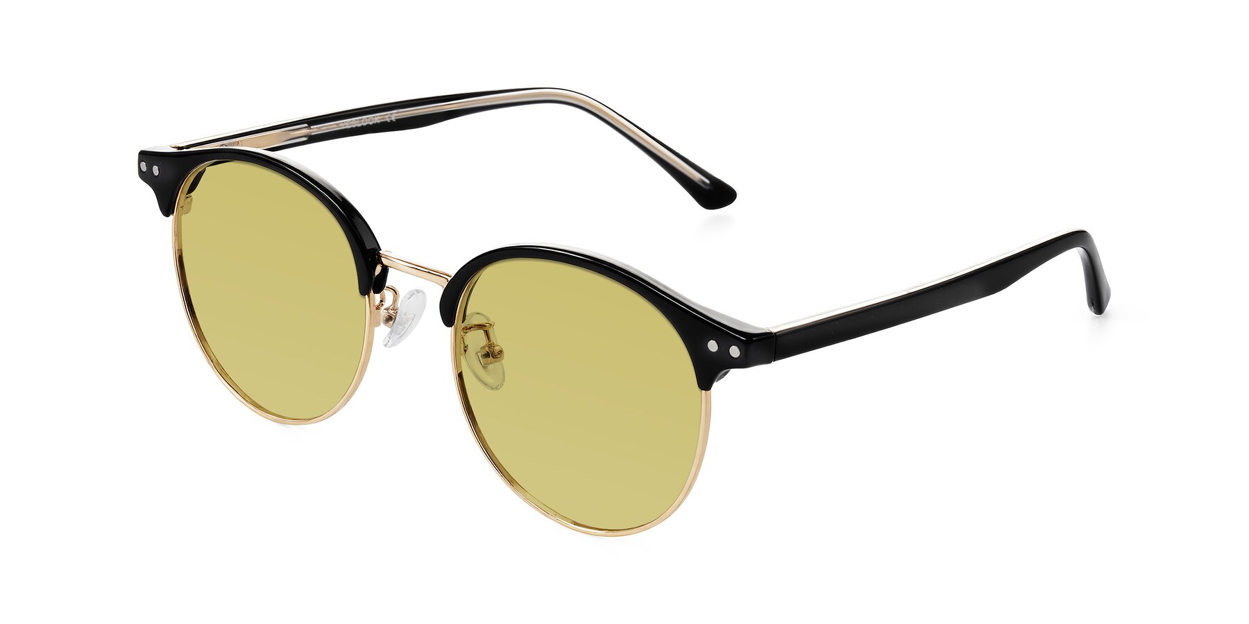 Angle of Karnes in Black/Gold with Medium Champagne Tinted Lenses