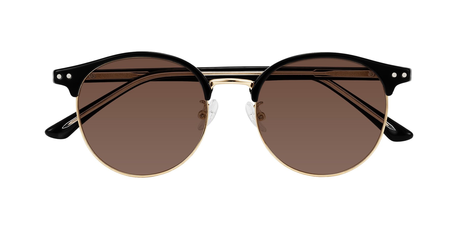 Folded Front of Karnes in Black/Gold with Brown Tinted Lenses