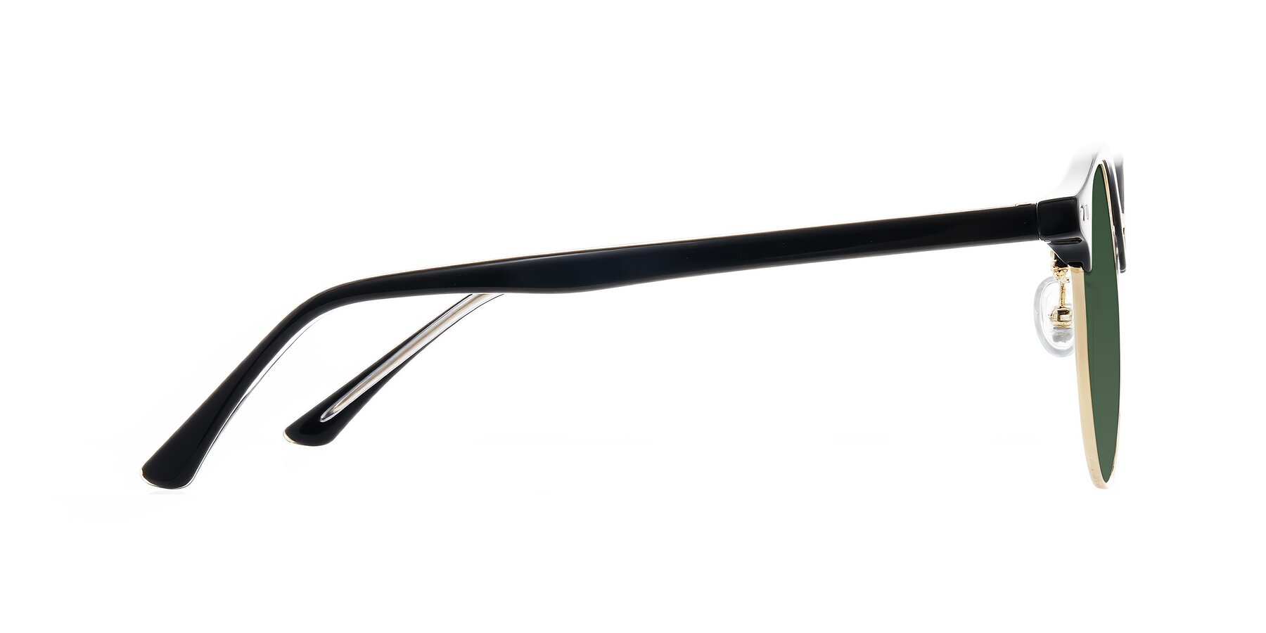 Side of Karnes in Black/Gold with Green Tinted Lenses