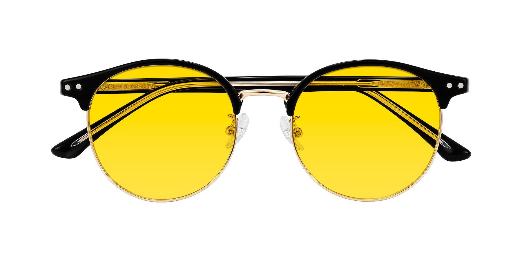 Folded Front of Karnes in Black/Gold with Yellow Tinted Lenses