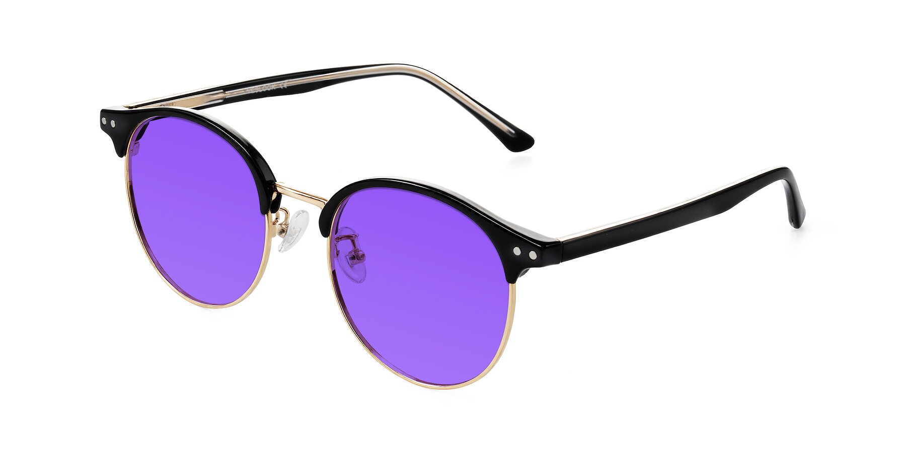 Angle of Karnes in Black/Gold with Purple Tinted Lenses