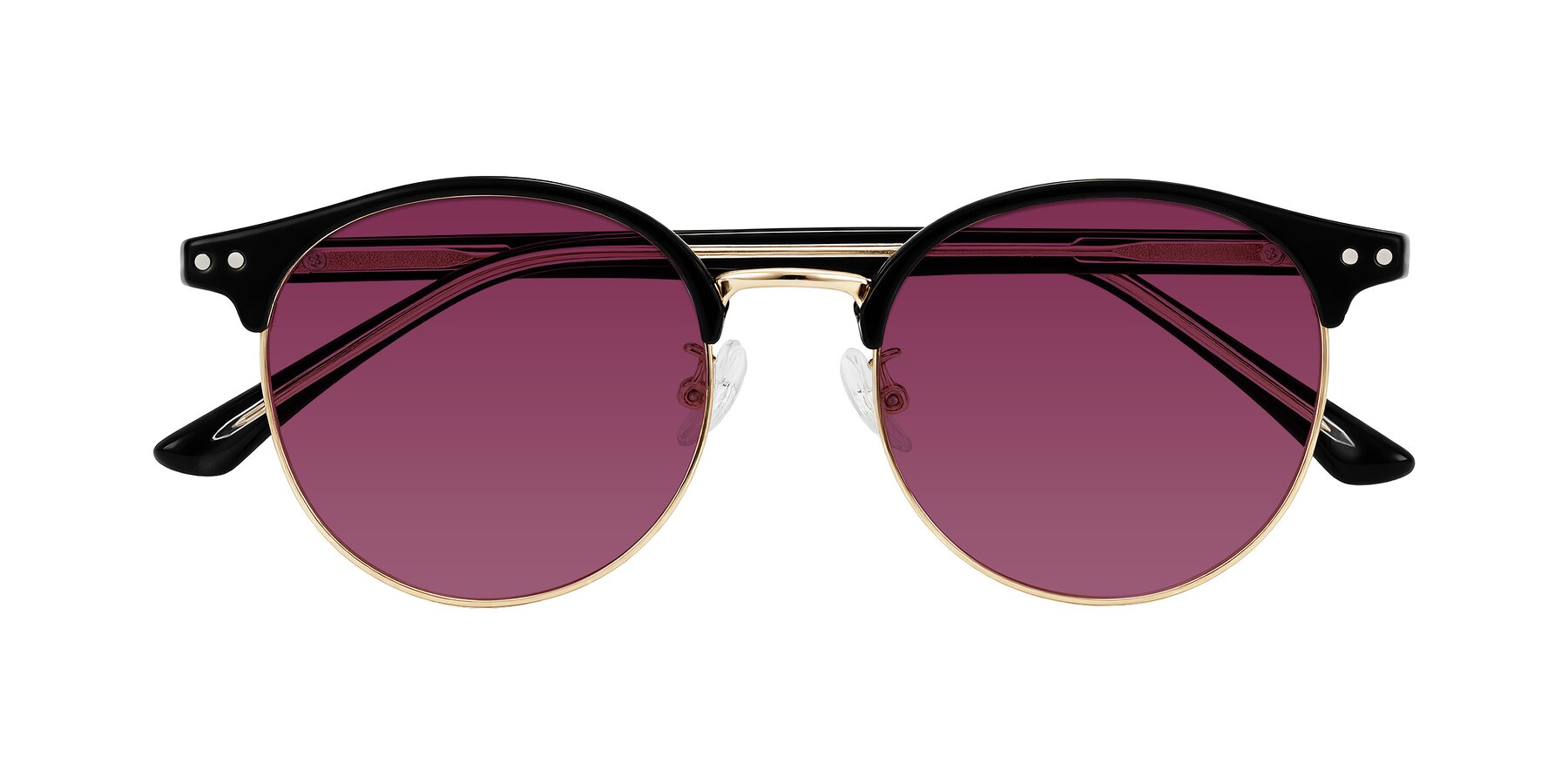 Folded Front of Karnes in Black/Gold with Wine Tinted Lenses
