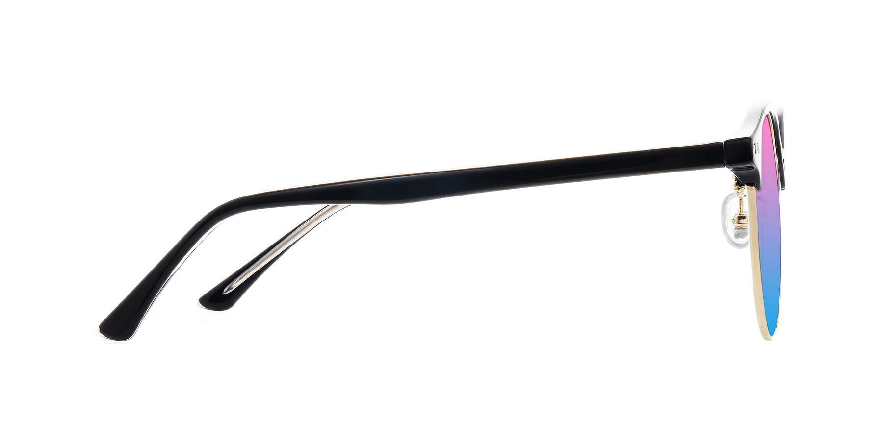 Side of Karnes in Black/Gold with Pink / Blue Gradient Lenses