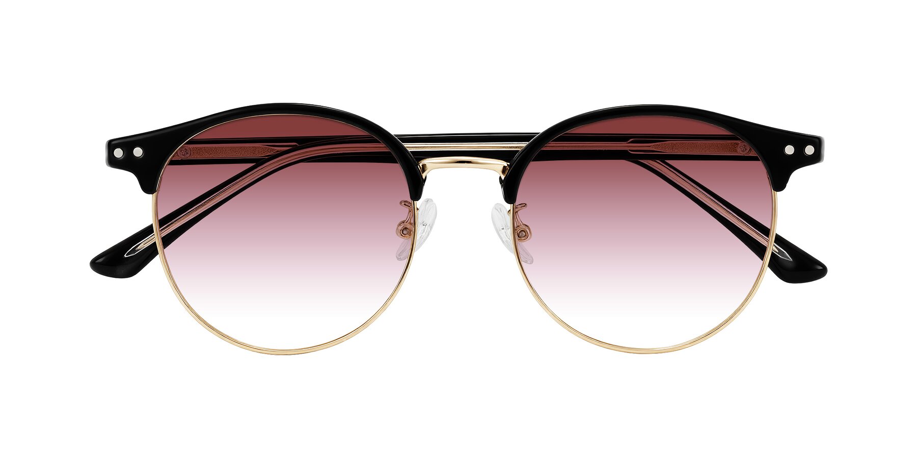 Folded Front of Karnes in Black/Gold with Garnet Gradient Lenses