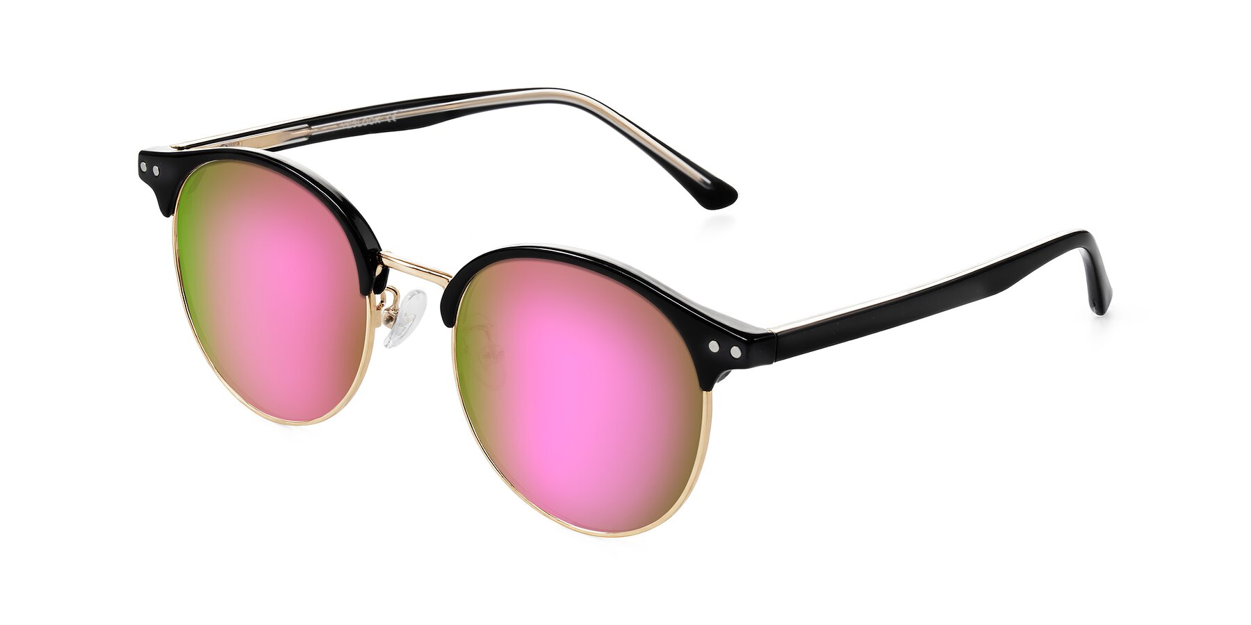 Angle of Karnes in Black/Gold with Pink Mirrored Lenses