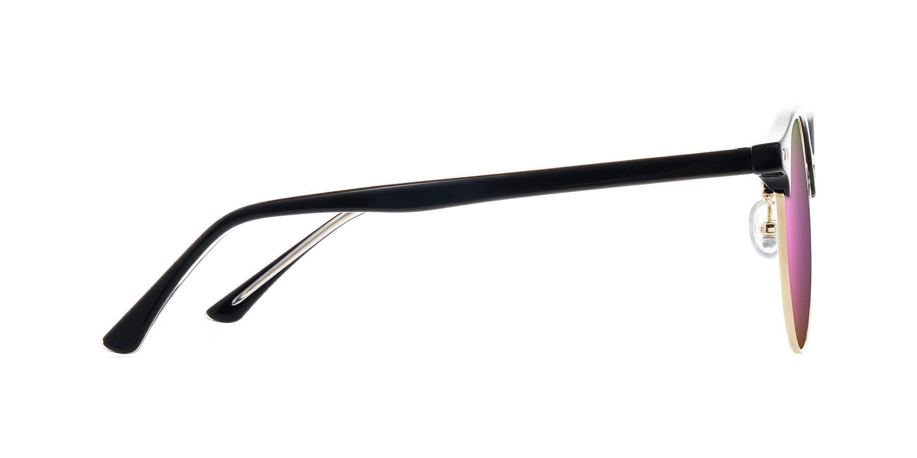 Side of Karnes in Black/Gold with Pink Mirrored Lenses