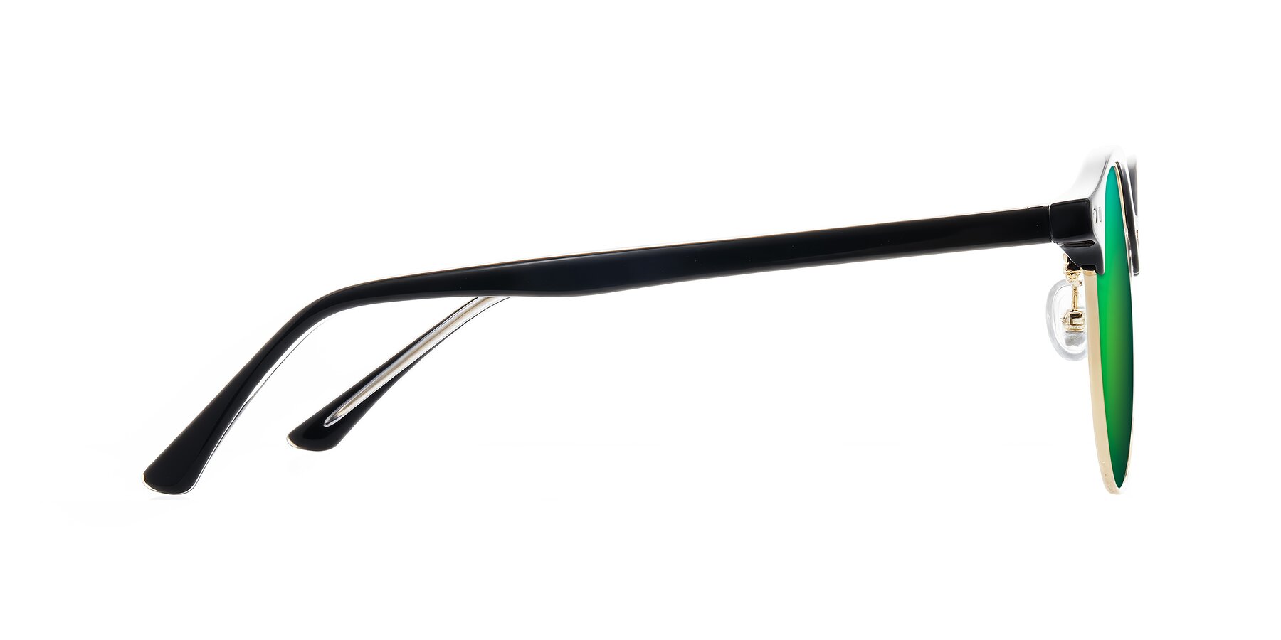 Side of Karnes in Black/Gold with Green Mirrored Lenses