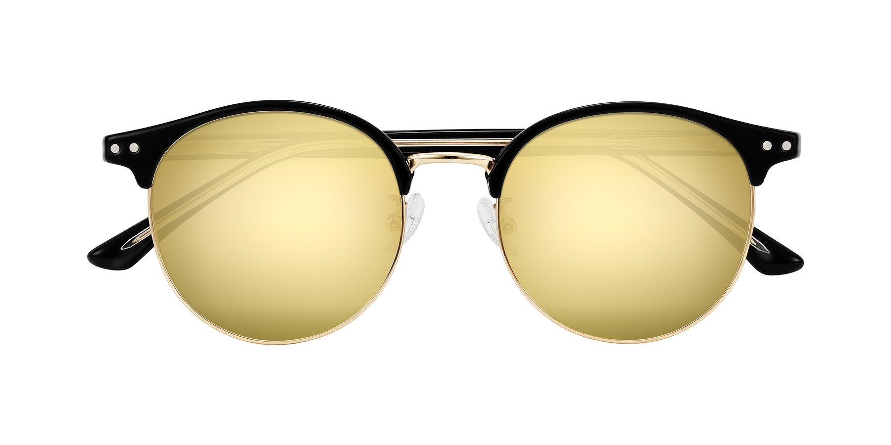 Folded Front of Karnes in Black/Gold with Gold Mirrored Lenses