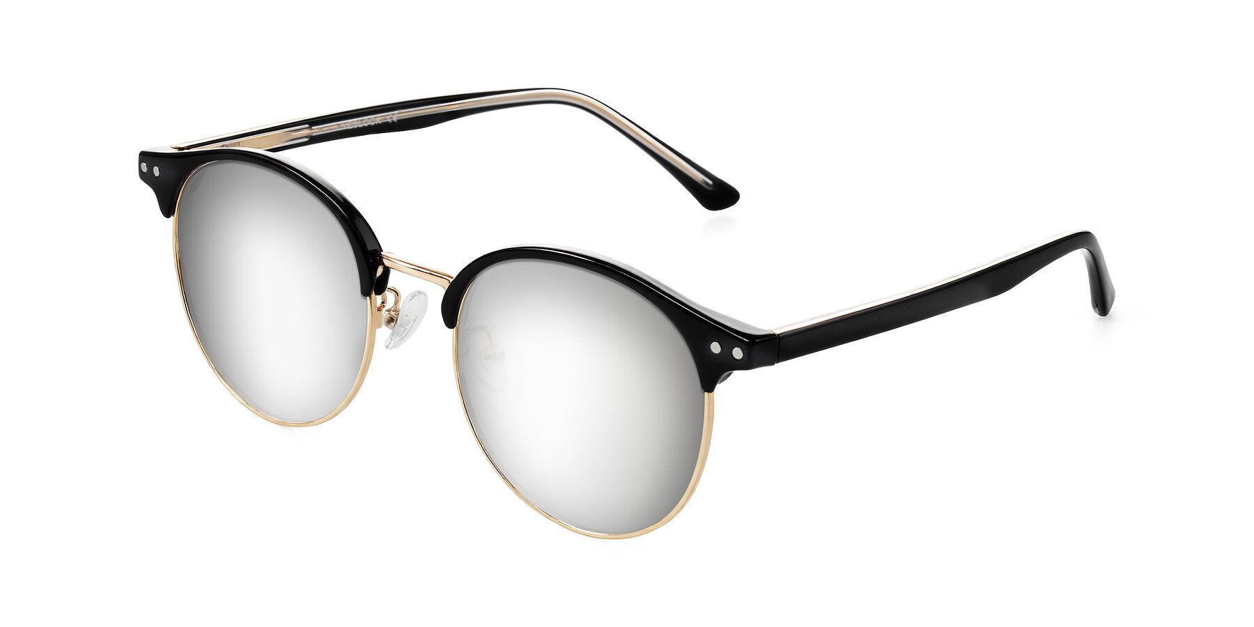 Angle of Karnes in Black/Gold with Silver Mirrored Lenses