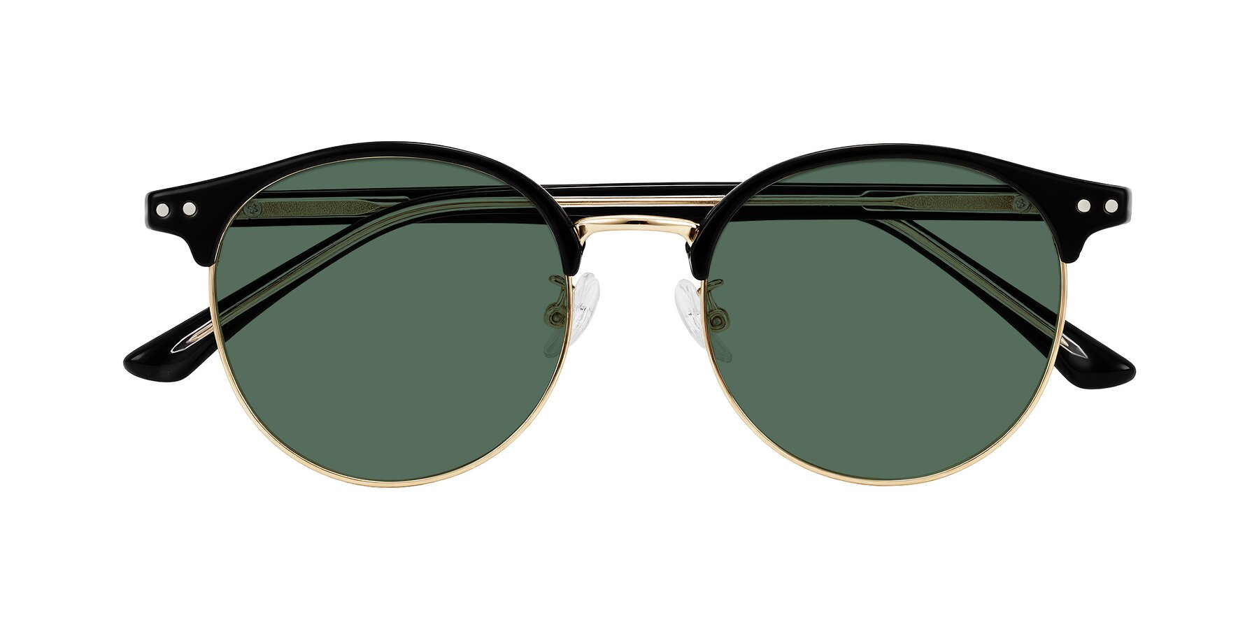 Folded Front of Karnes in Black/Gold with Green Polarized Lenses