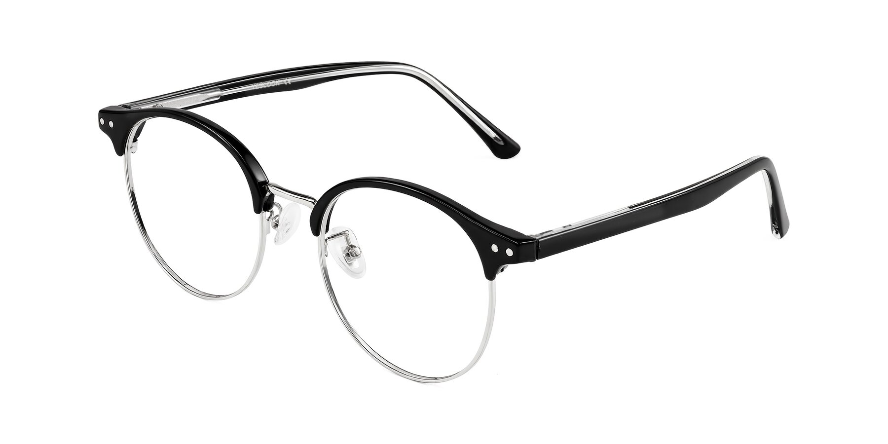 Angle of Karnes in Black/Silver with Clear Eyeglass Lenses